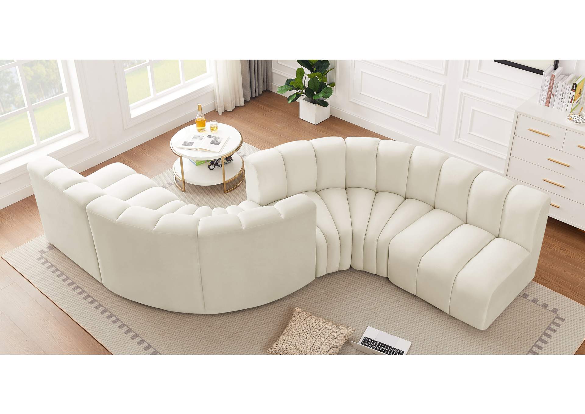 Arc Cream Velvet Modular Sofa,Meridian Furniture