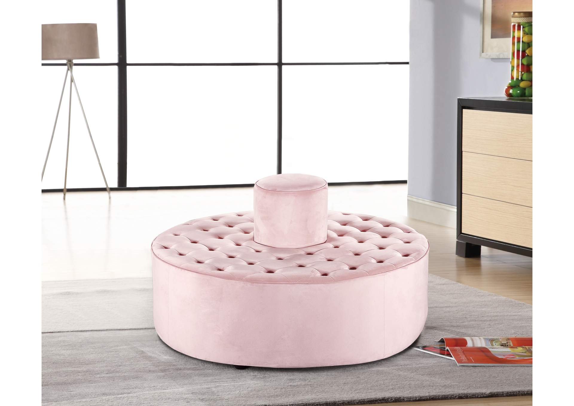 Banquet Pink Velvet Bench,Meridian Furniture