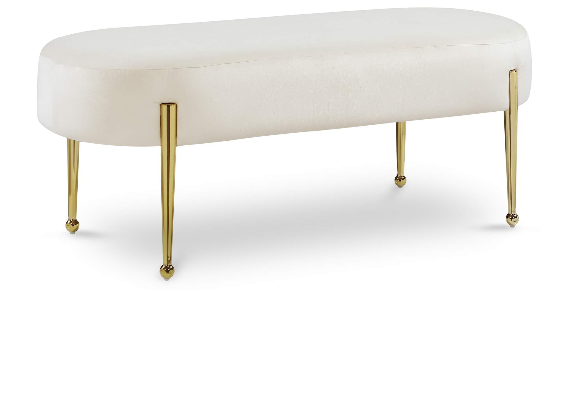 Gia Cream Velvet Bench,Meridian Furniture