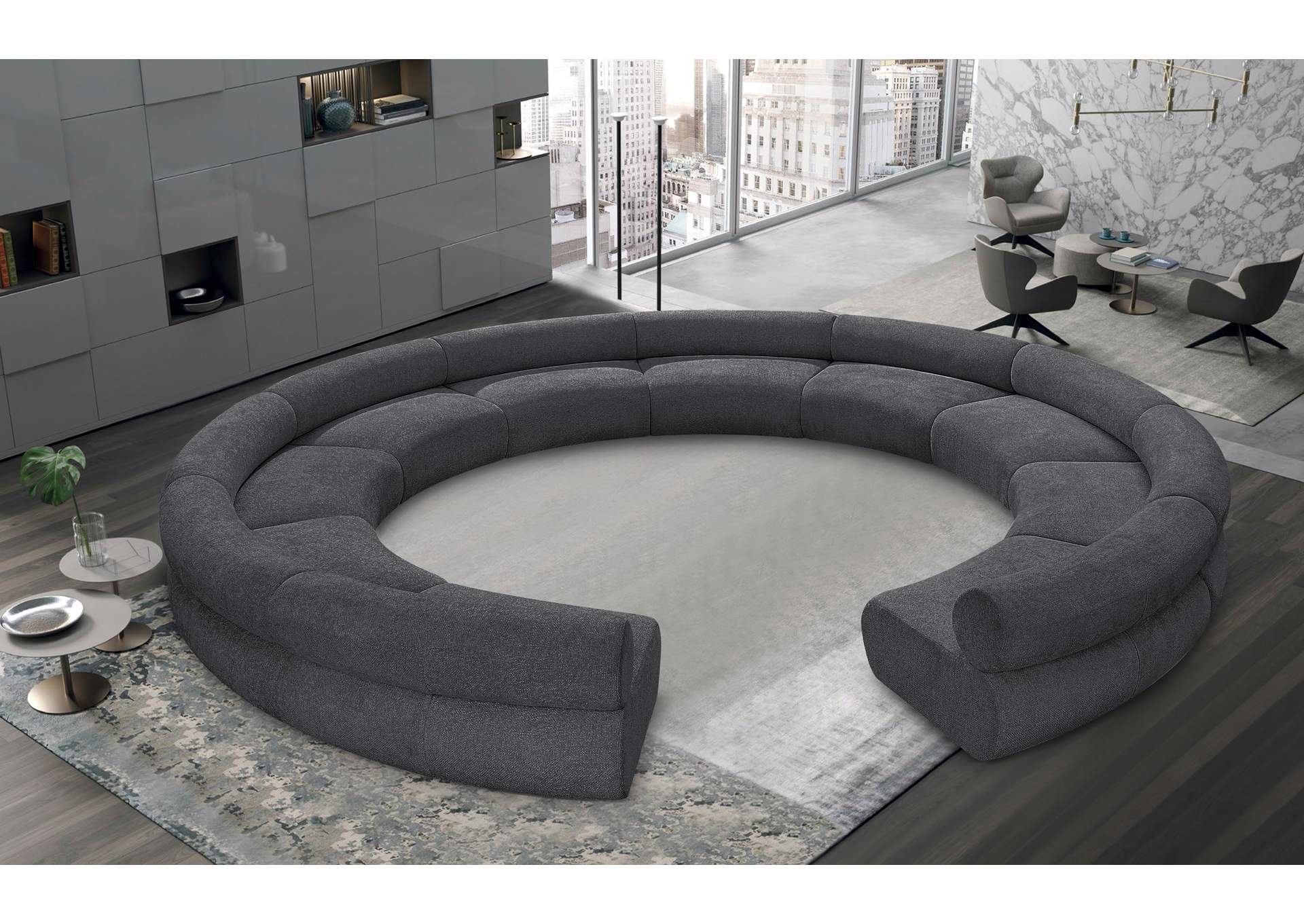Bale Grey Chenille Fabric Modular Sofa,Meridian Furniture