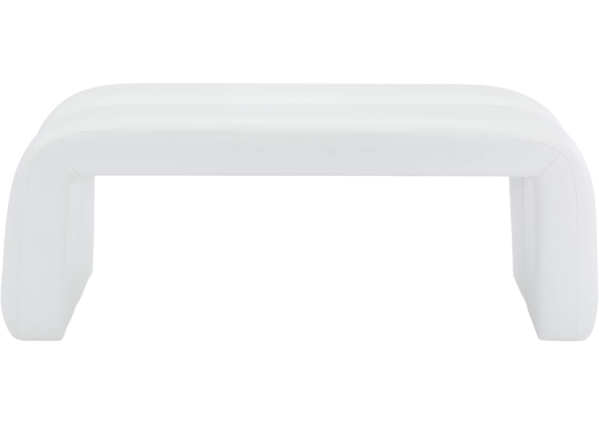 Arc White Faux Leather Bench,Meridian Furniture
