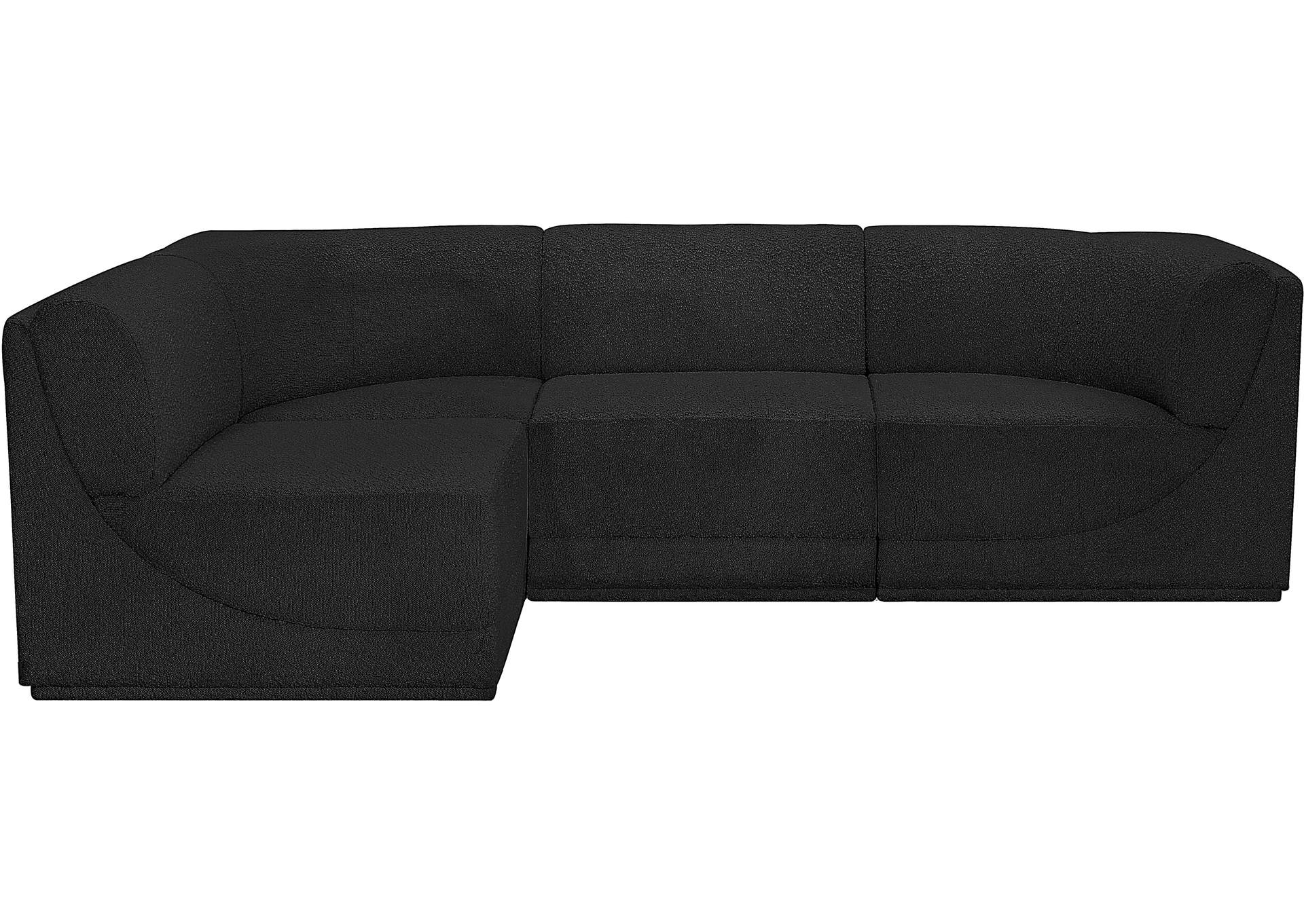 Ollie Black Boucle Fabric Modular Sectional,Meridian Furniture