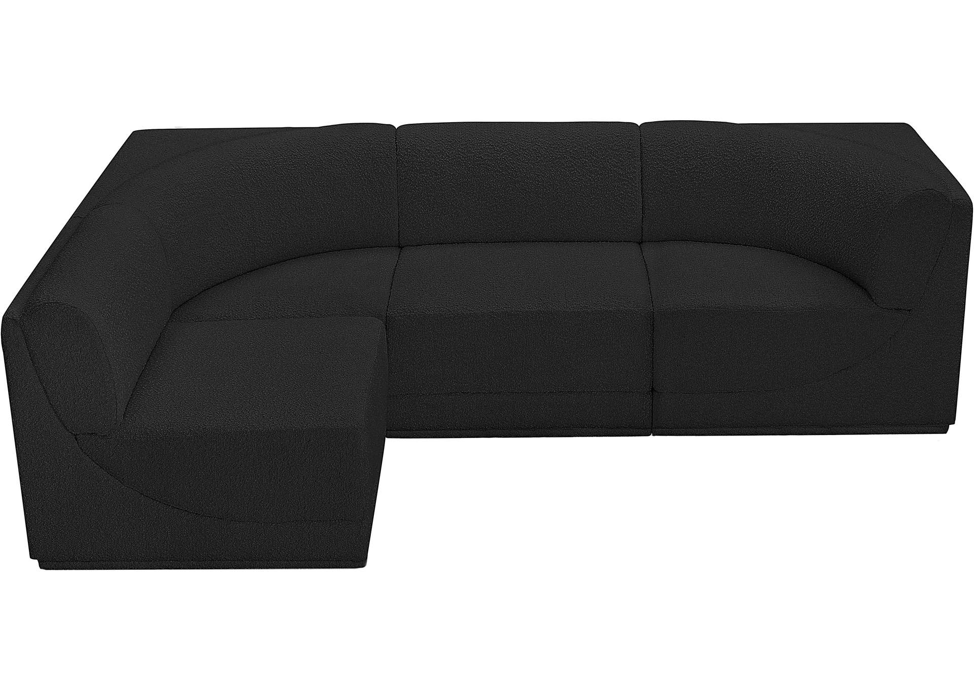 Ollie Black Boucle Fabric Modular Sectional,Meridian Furniture