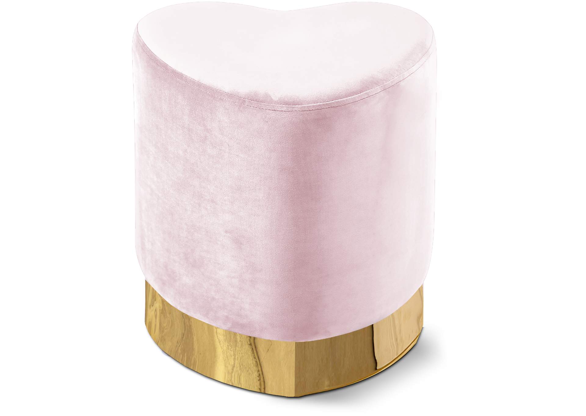Heart Pink Velvet Ottoman - Stool,Meridian Furniture