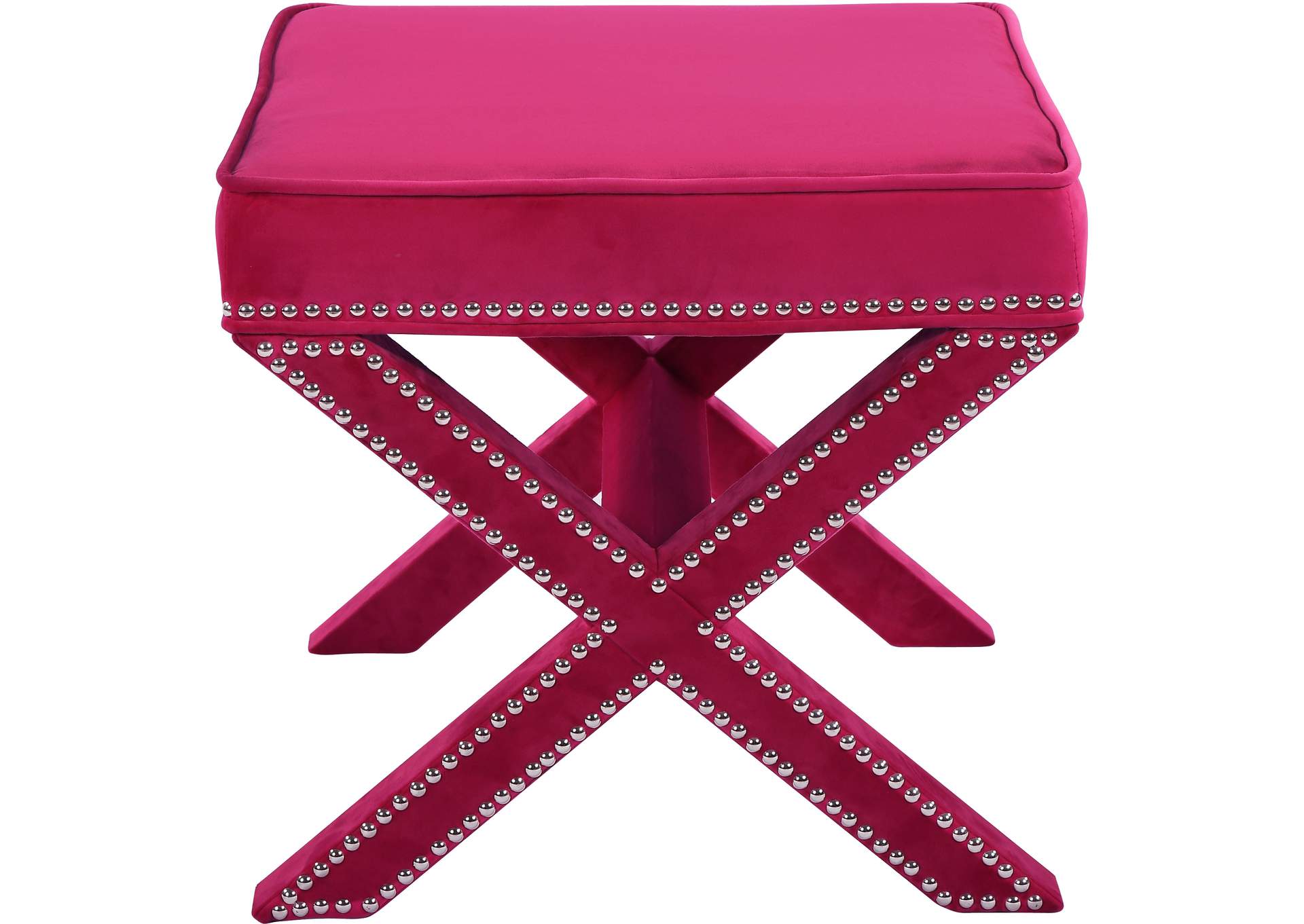 Nixon Pink Velvet Ottoman - Bench,Meridian Furniture