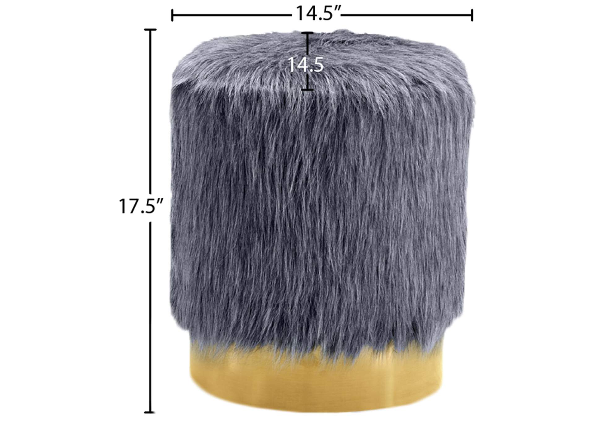 Joy Grey Faux Fur Ottoman - Stool,Meridian Furniture