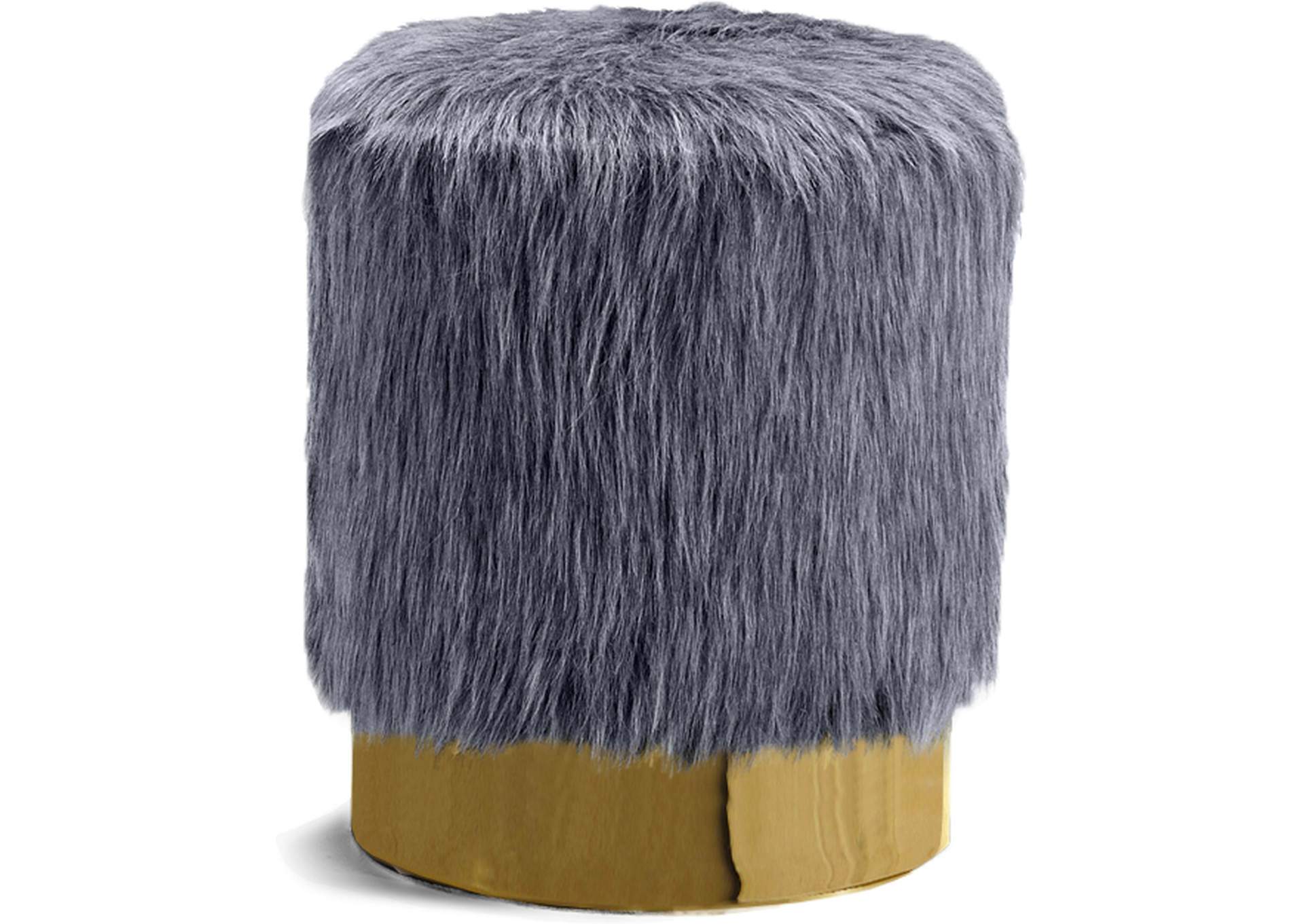 Joy Grey Faux Fur Ottoman - Stool,Meridian Furniture