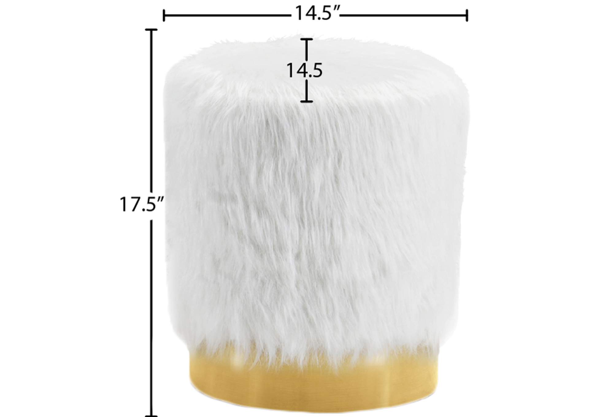 Joy White Faux Fur Ottoman - Stool,Meridian Furniture