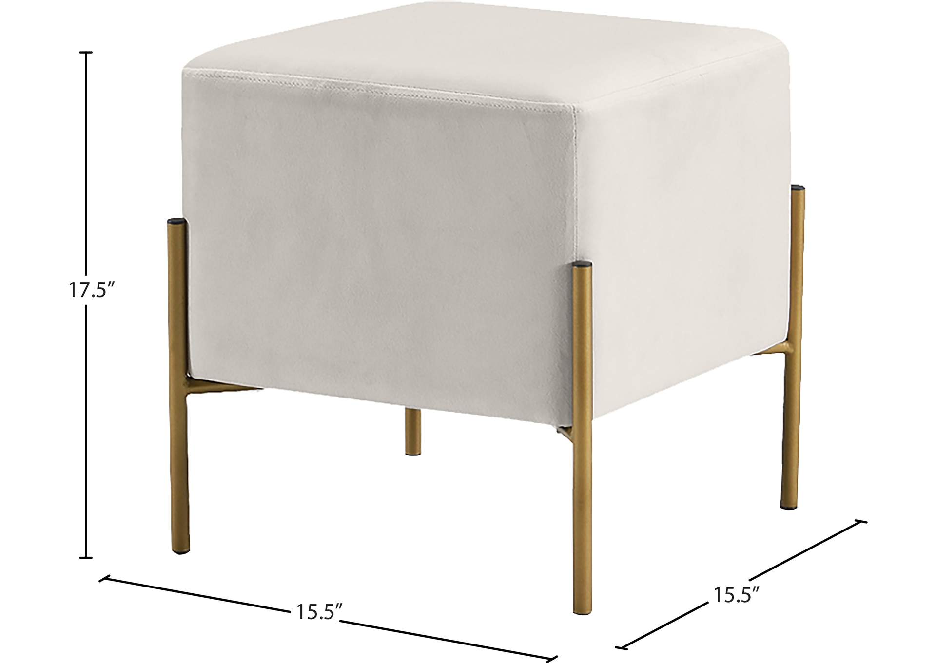 Isla Cream Velvet Ottoman - Stool,Meridian Furniture