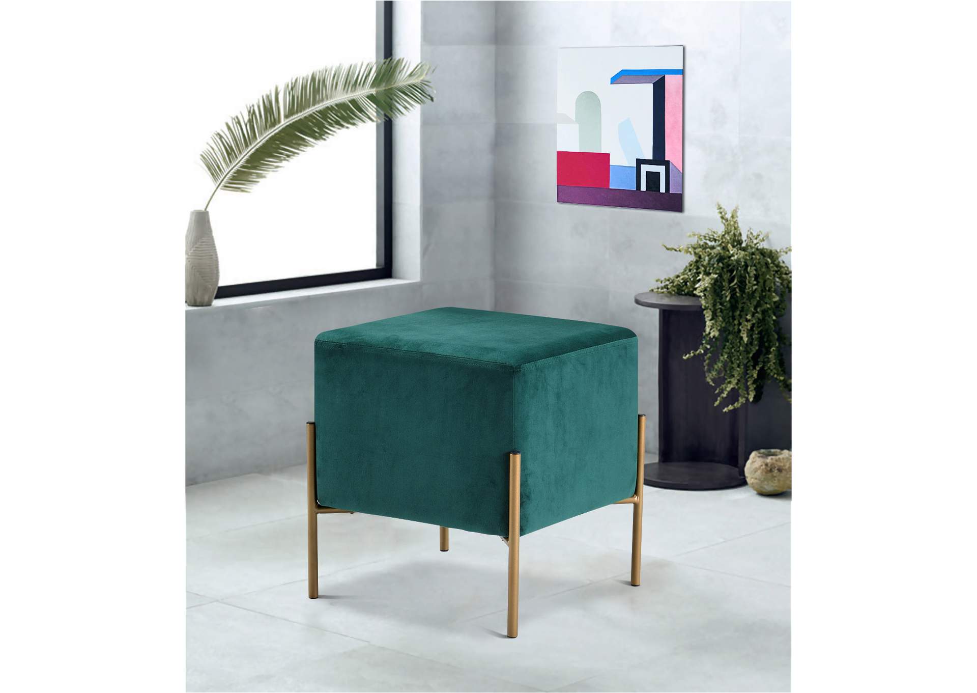 Isla Green Velvet Ottoman - Stool,Meridian Furniture