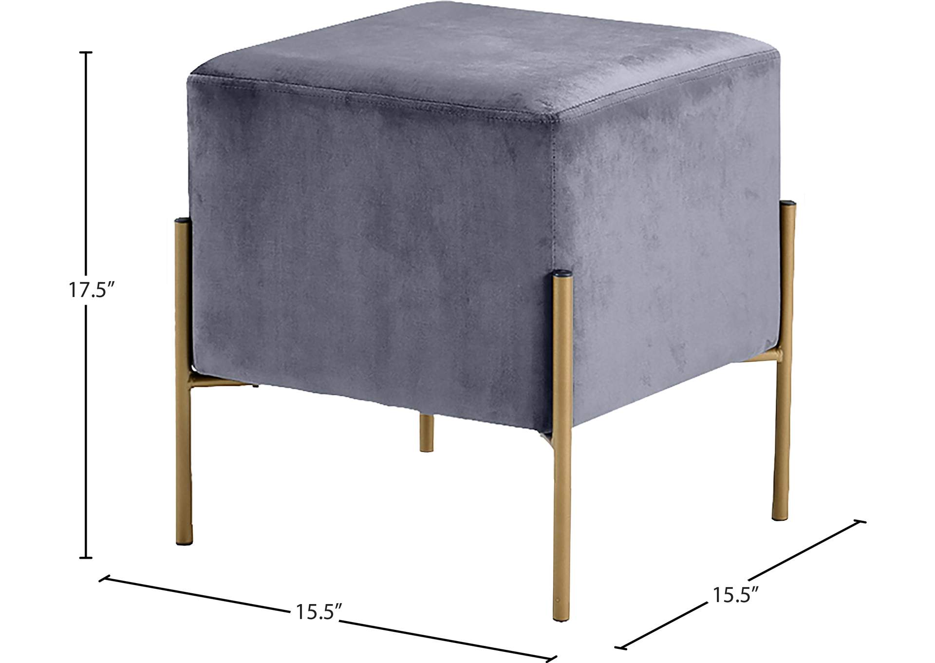 Isla Grey Velvet Ottoman - Stool,Meridian Furniture