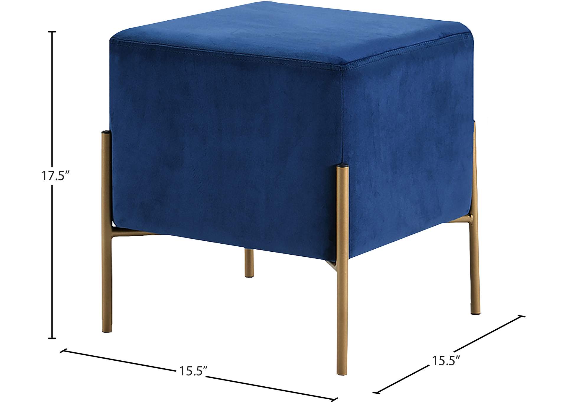 Isla Navy Velvet Ottoman - Stool,Meridian Furniture