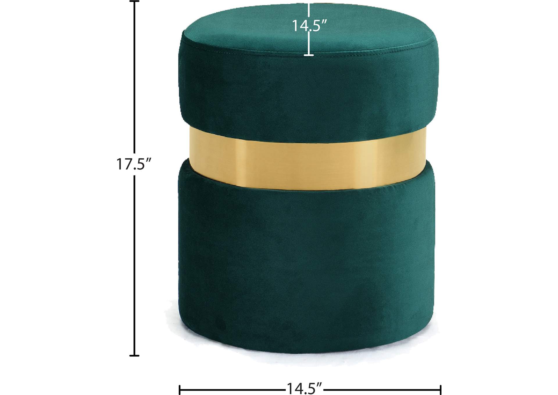 Hailey Green Velvet Ottoman - Stool,Meridian Furniture