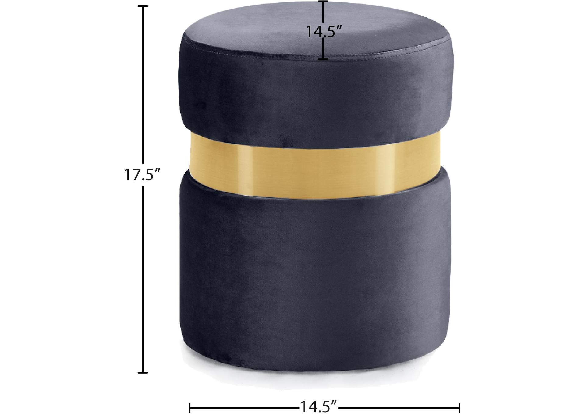 Hailey Grey Velvet Ottoman - Stool,Meridian Furniture