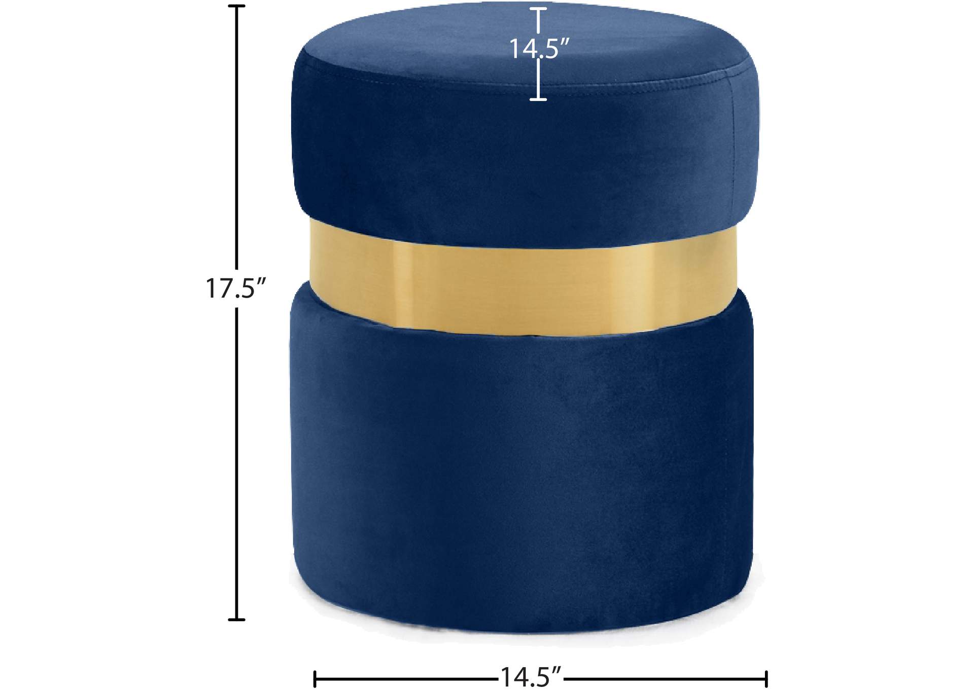 Hailey Navy Velvet Ottoman - Stool,Meridian Furniture