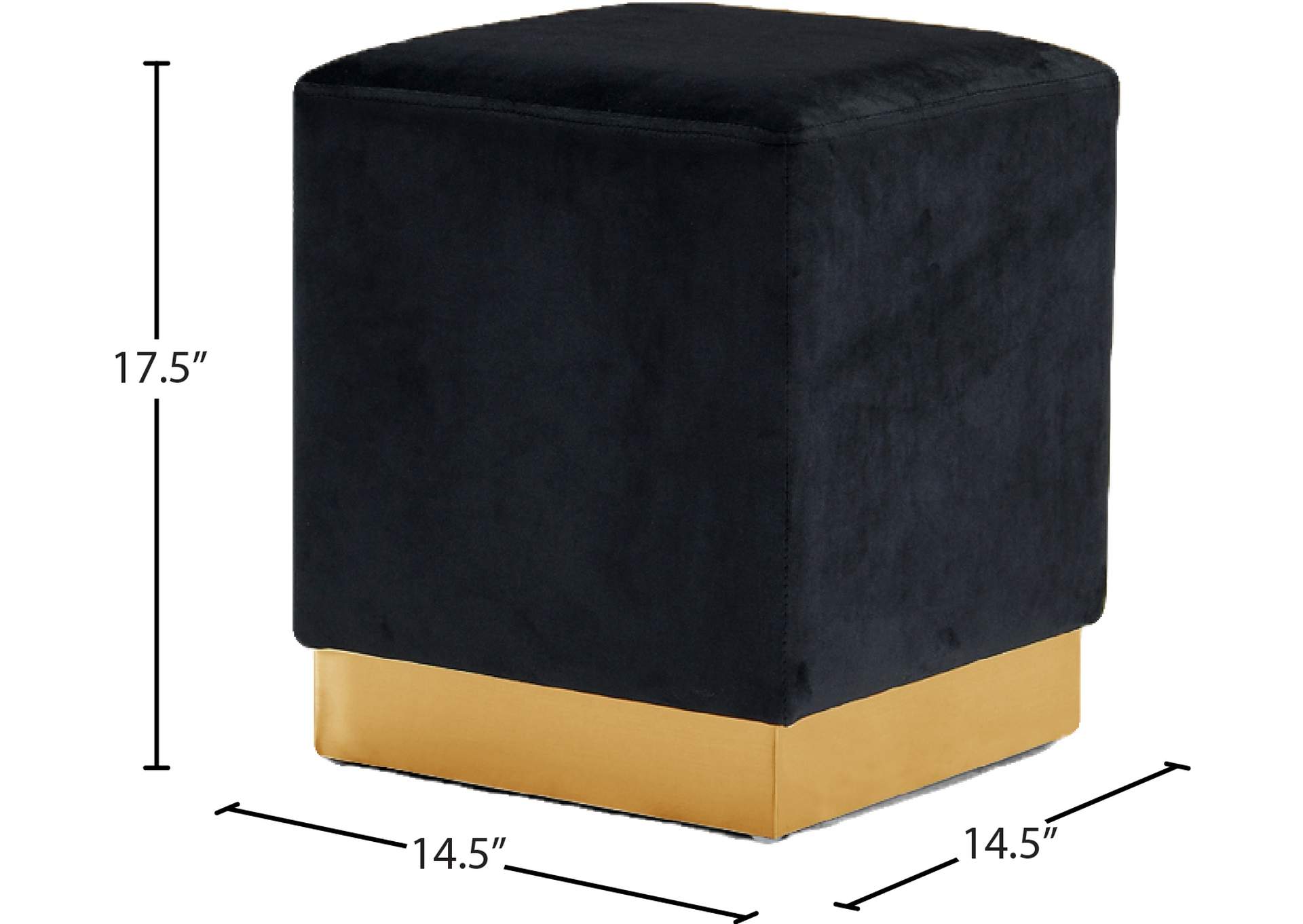 Jax Black Velvet Ottoman - Stool,Meridian Furniture