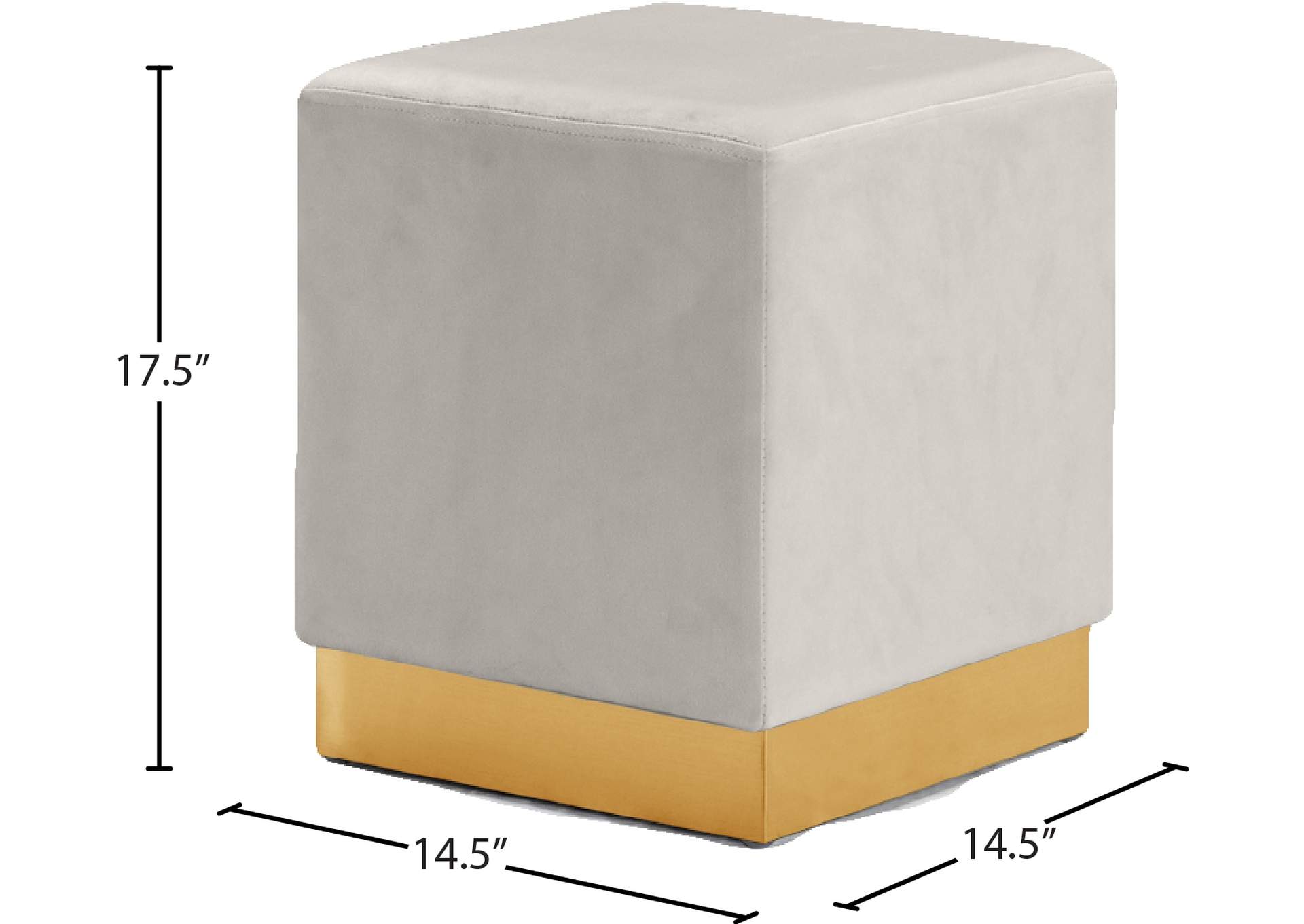 Jax Cream Velvet Ottoman - Stool,Meridian Furniture