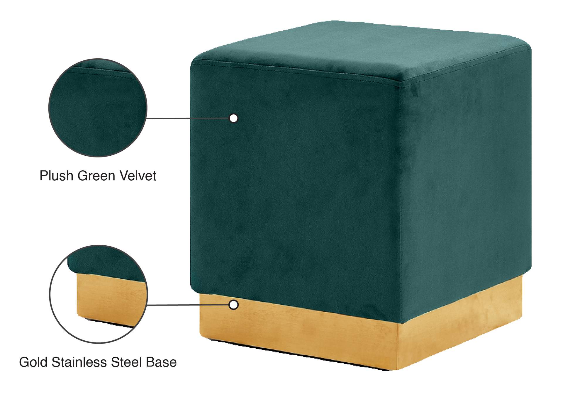 Jax Green Velvet Ottoman - Stool,Meridian Furniture