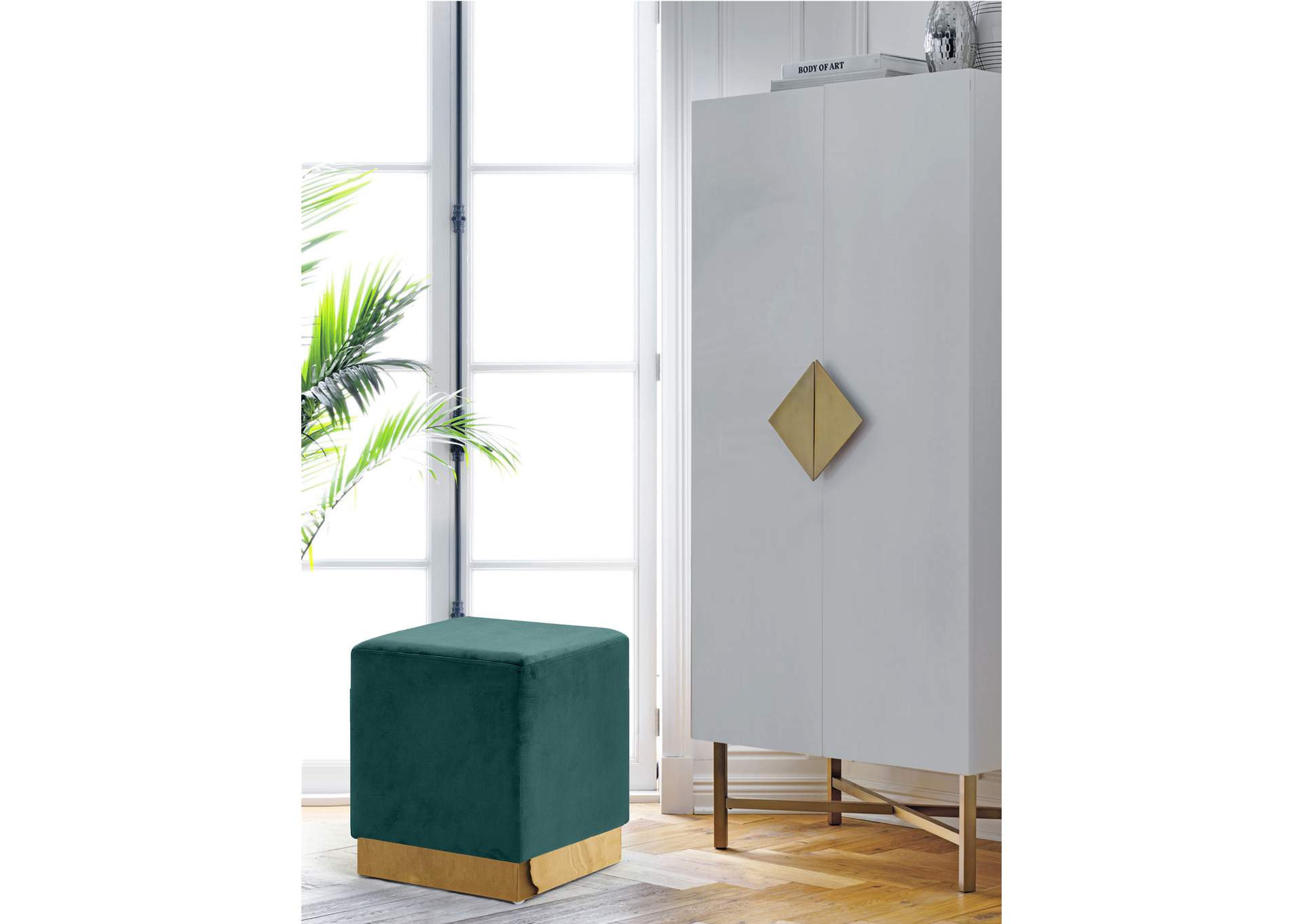 Jax Green Velvet Ottoman - Stool,Meridian Furniture