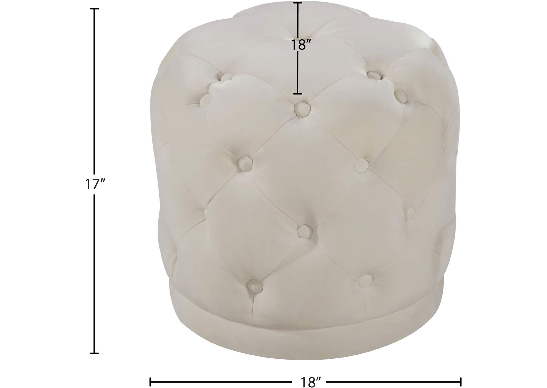 Harper Cream Velvet Ottoman - Stool,Meridian Furniture