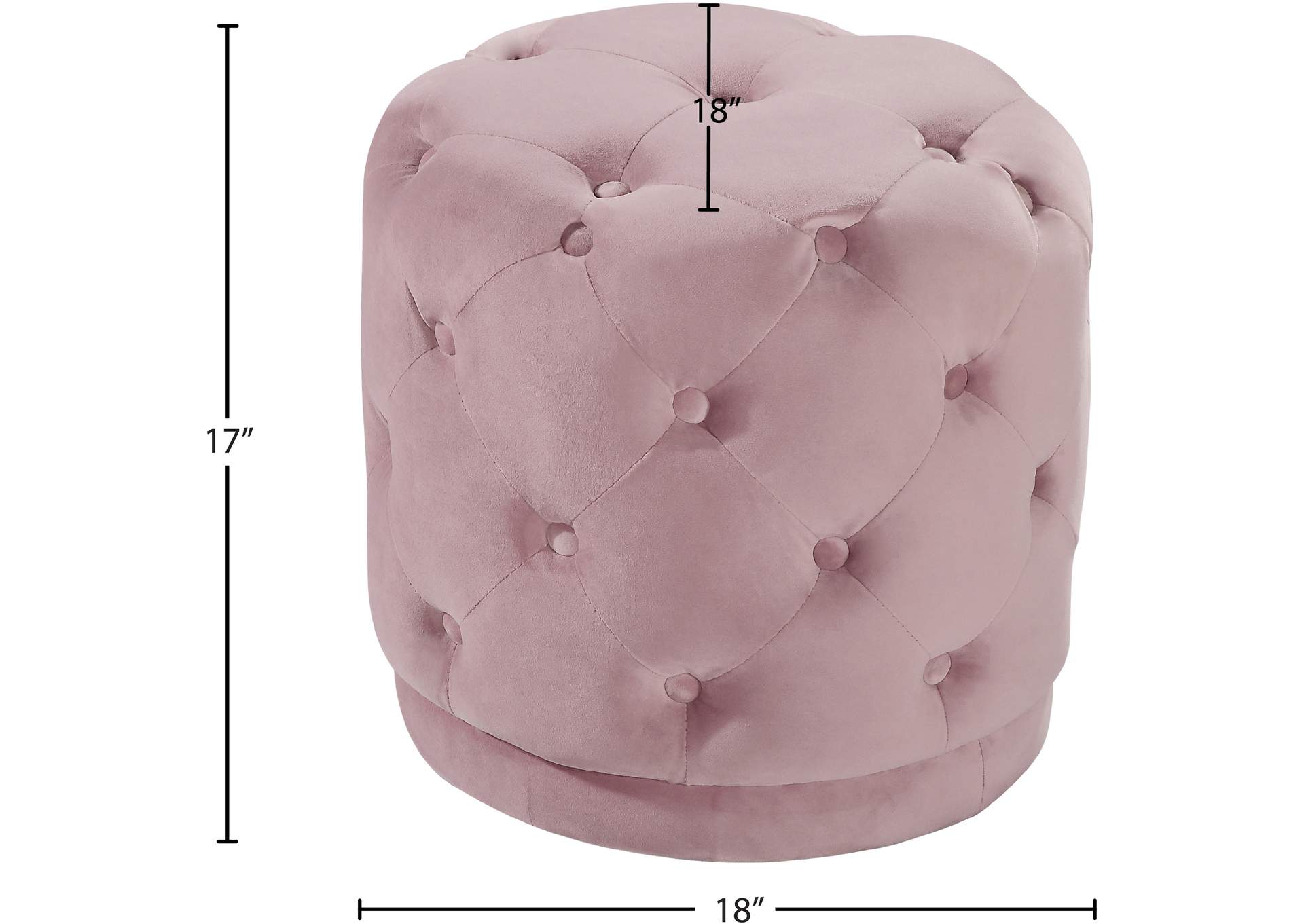 Harper Pink Velvet Ottoman - Stool,Meridian Furniture