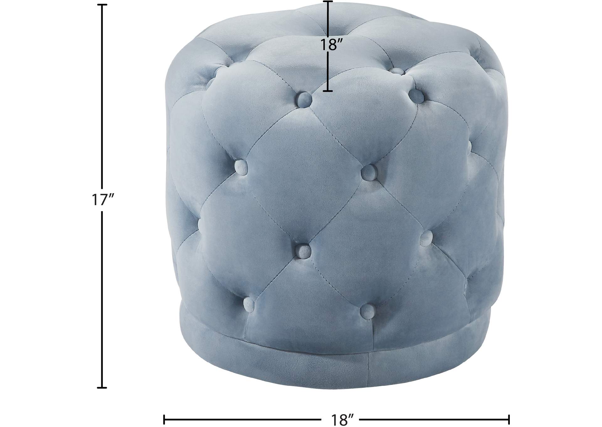 Harper Sky Blue Velvet Ottoman - Stool,Meridian Furniture