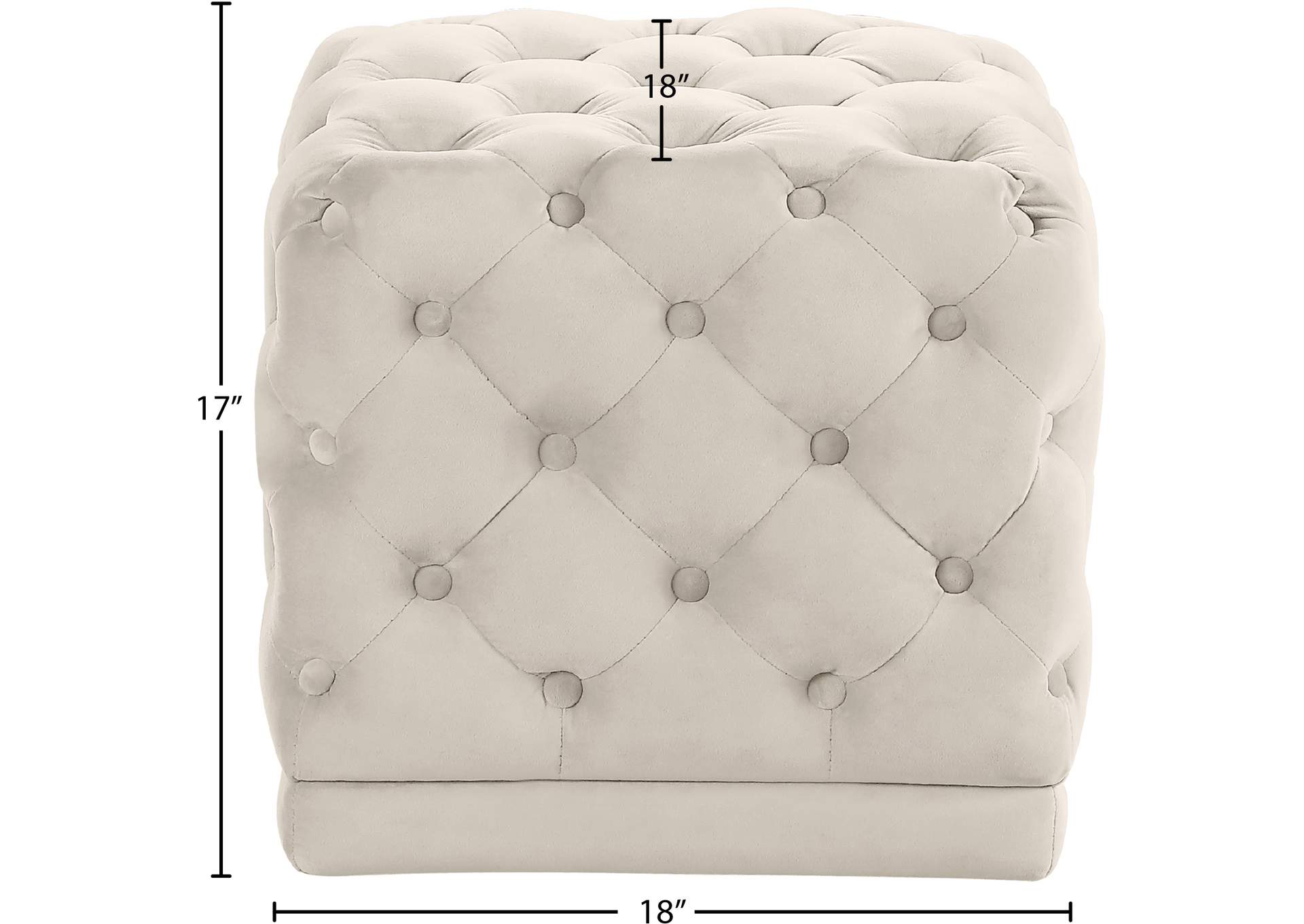 Stella Cream Velvet Ottoman - Stool,Meridian Furniture