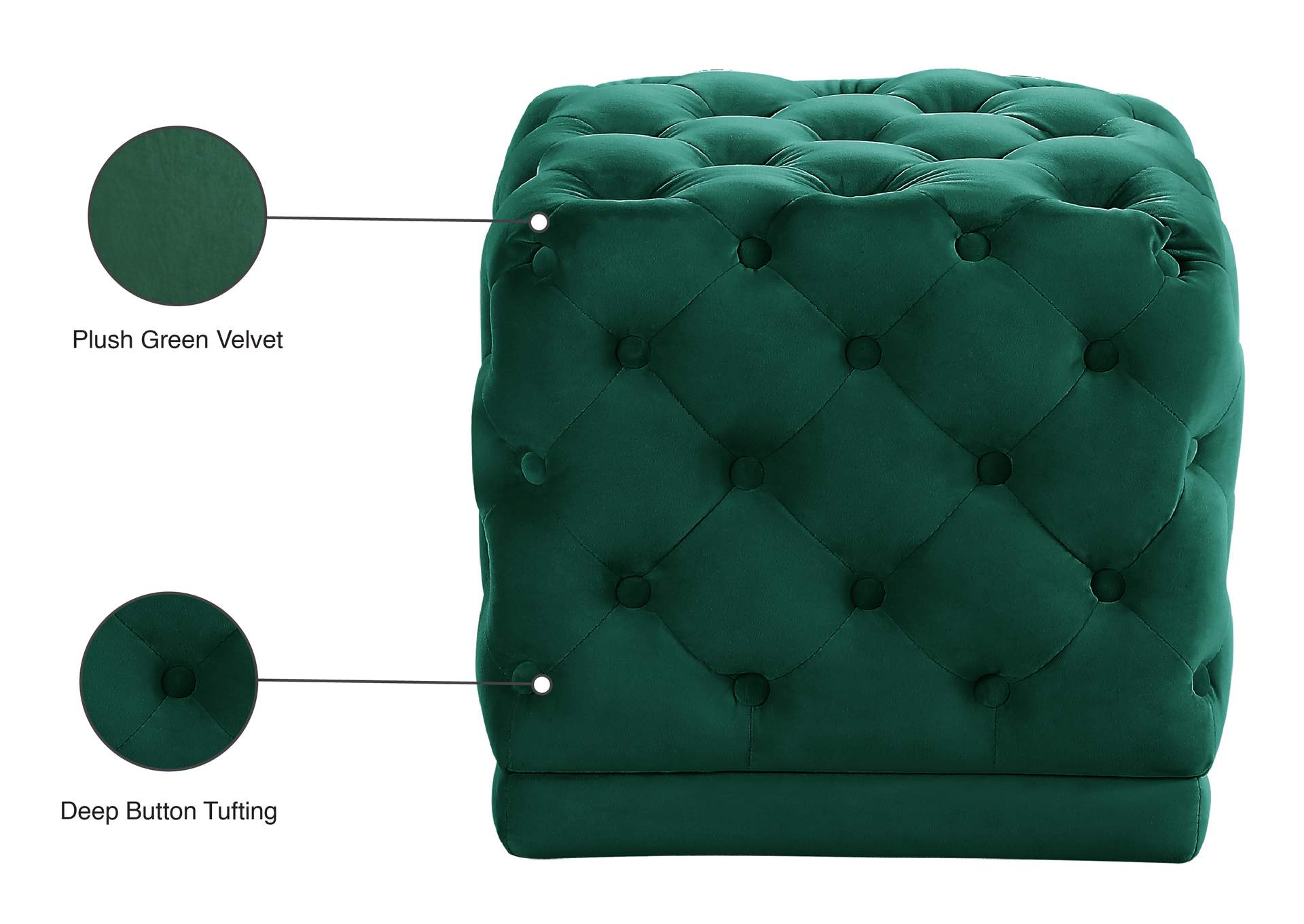 Stella Green Velvet Ottoman - Stool,Meridian Furniture