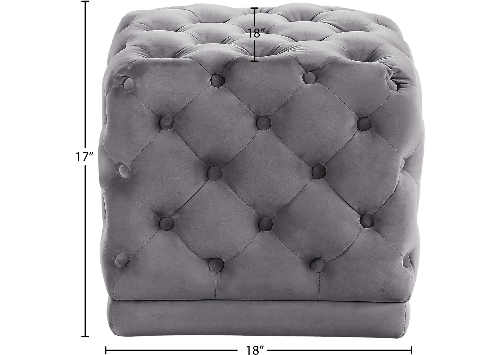 Stella Grey Velvet Ottoman - Stool,Meridian Furniture