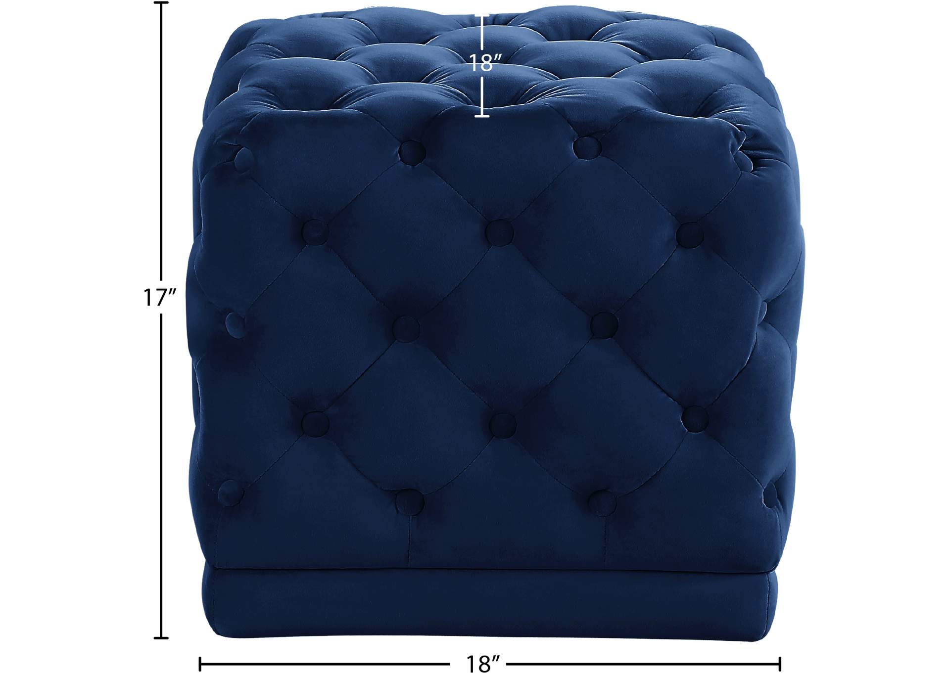 Stella Navy Velvet Ottoman - Stool,Meridian Furniture