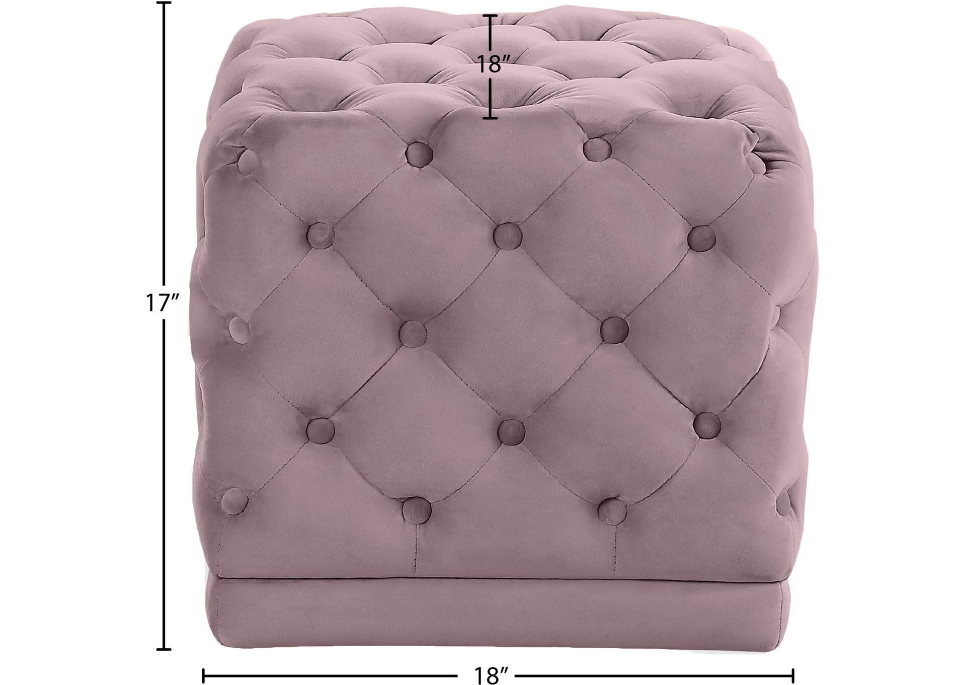 Stella Pink Velvet Ottoman - Stool,Meridian Furniture