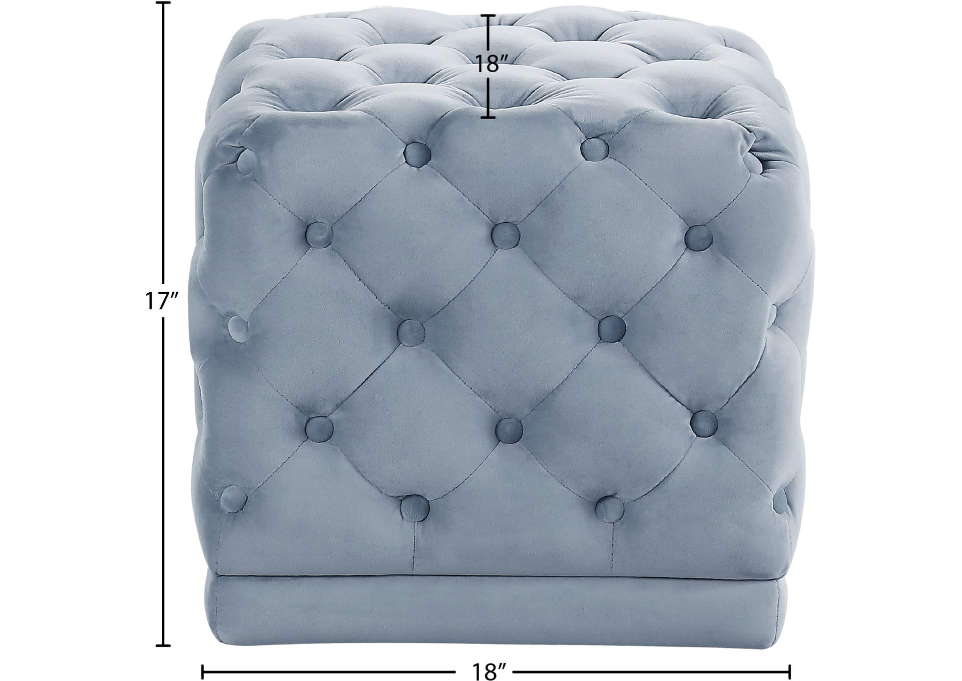 Stella Sky Blue Velvet Ottoman - Stool,Meridian Furniture