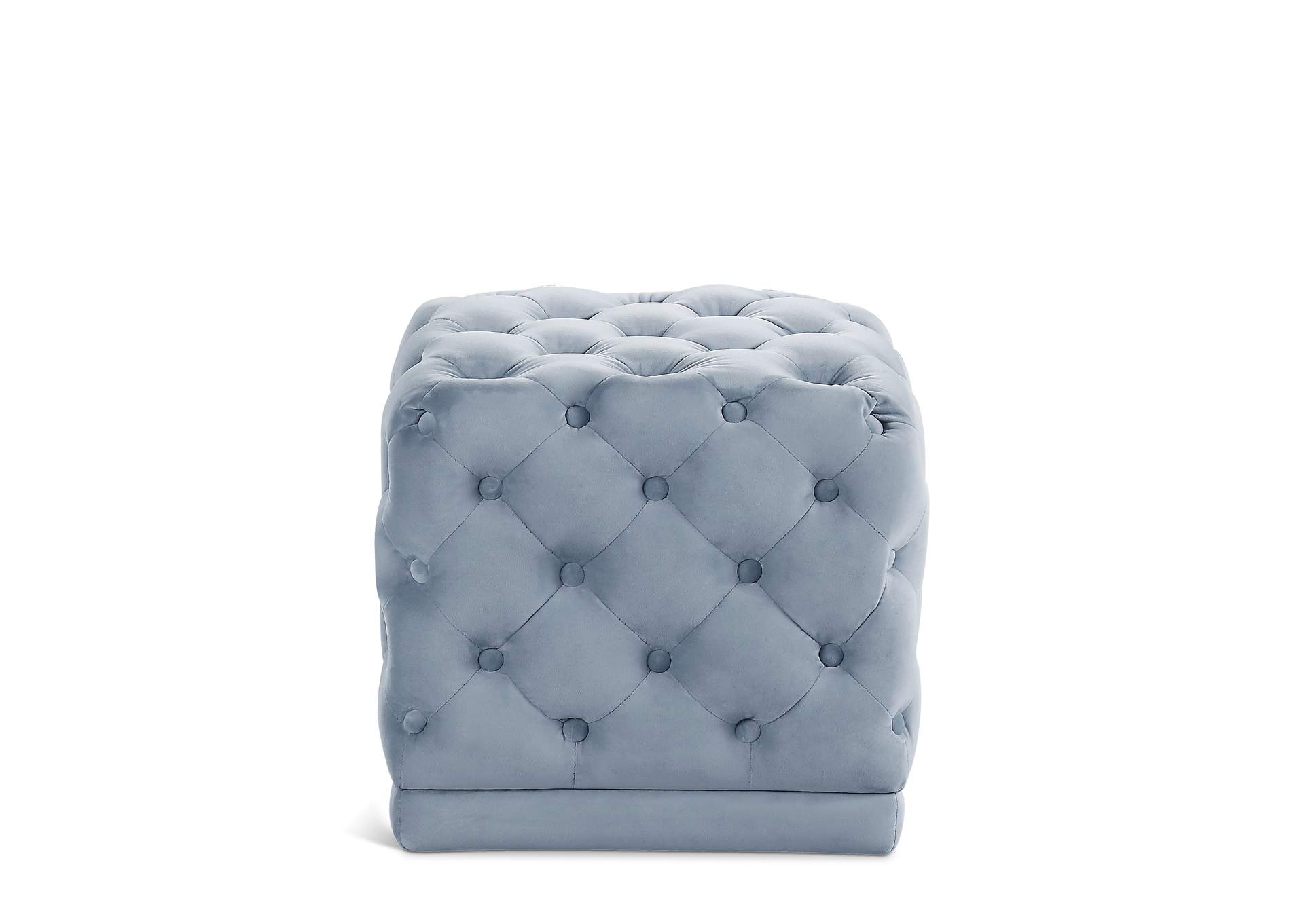 Stella Sky Blue Velvet Ottoman - Stool,Meridian Furniture