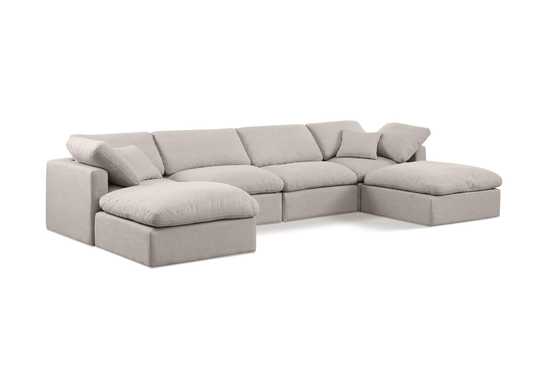 Indulge Beige Linen Textured Fabric Modular Sectional,Meridian Furniture