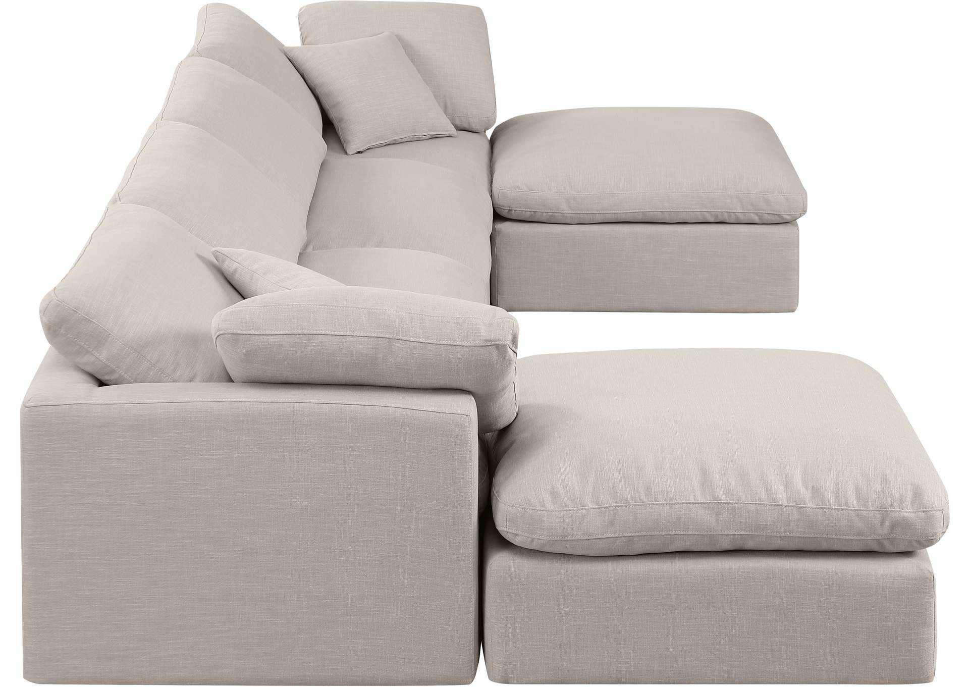 Indulge Beige Linen Textured Fabric Modular Sectional,Meridian Furniture
