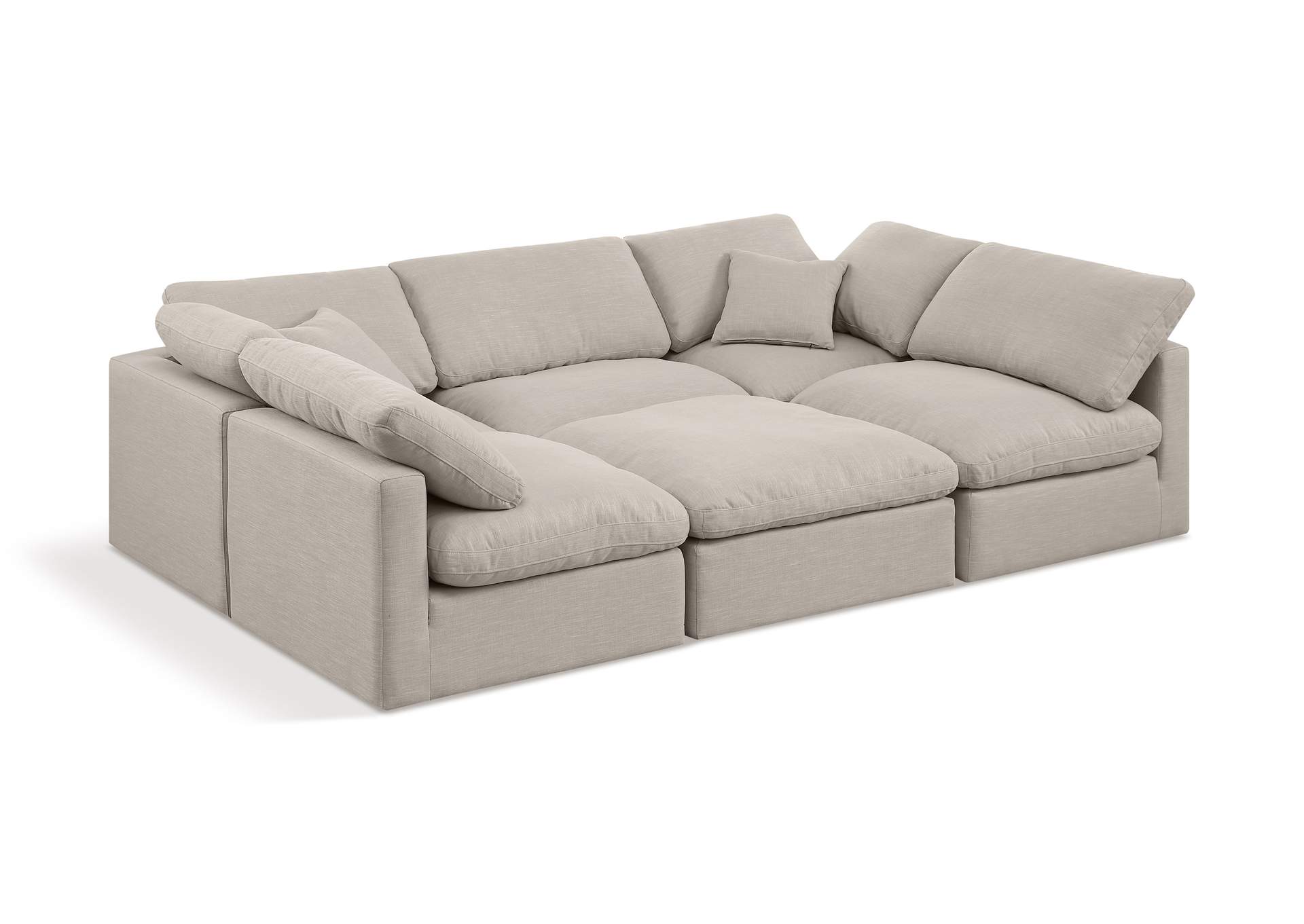 Indulge Beige Linen Textured Fabric Modular Sectional,Meridian Furniture