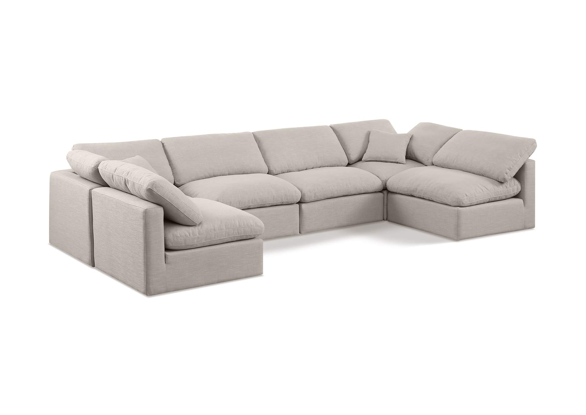Indulge Beige Linen Textured Fabric Modular Sectional,Meridian Furniture