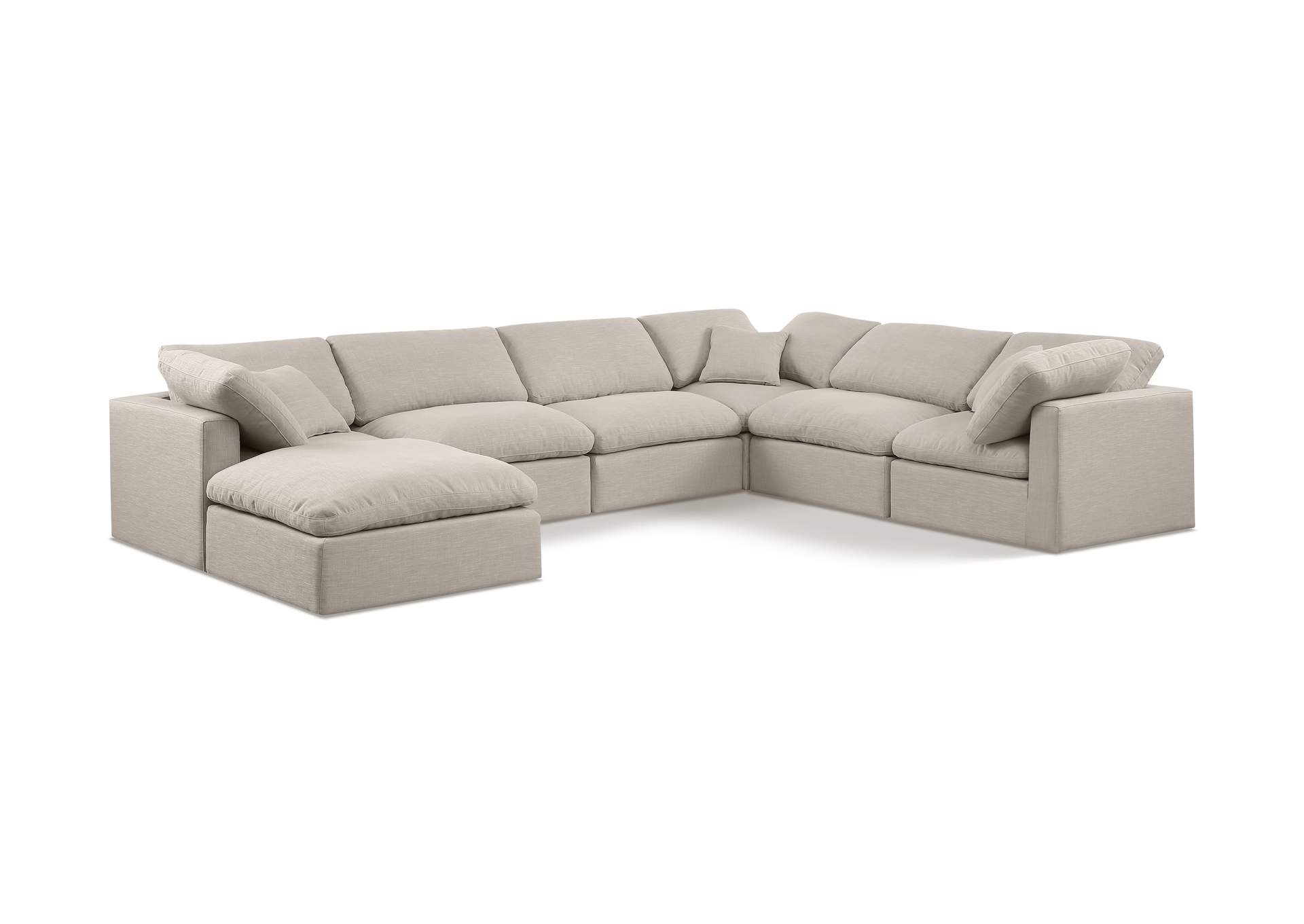 Indulge Beige Linen Textured Fabric Modular Sectional,Meridian Furniture