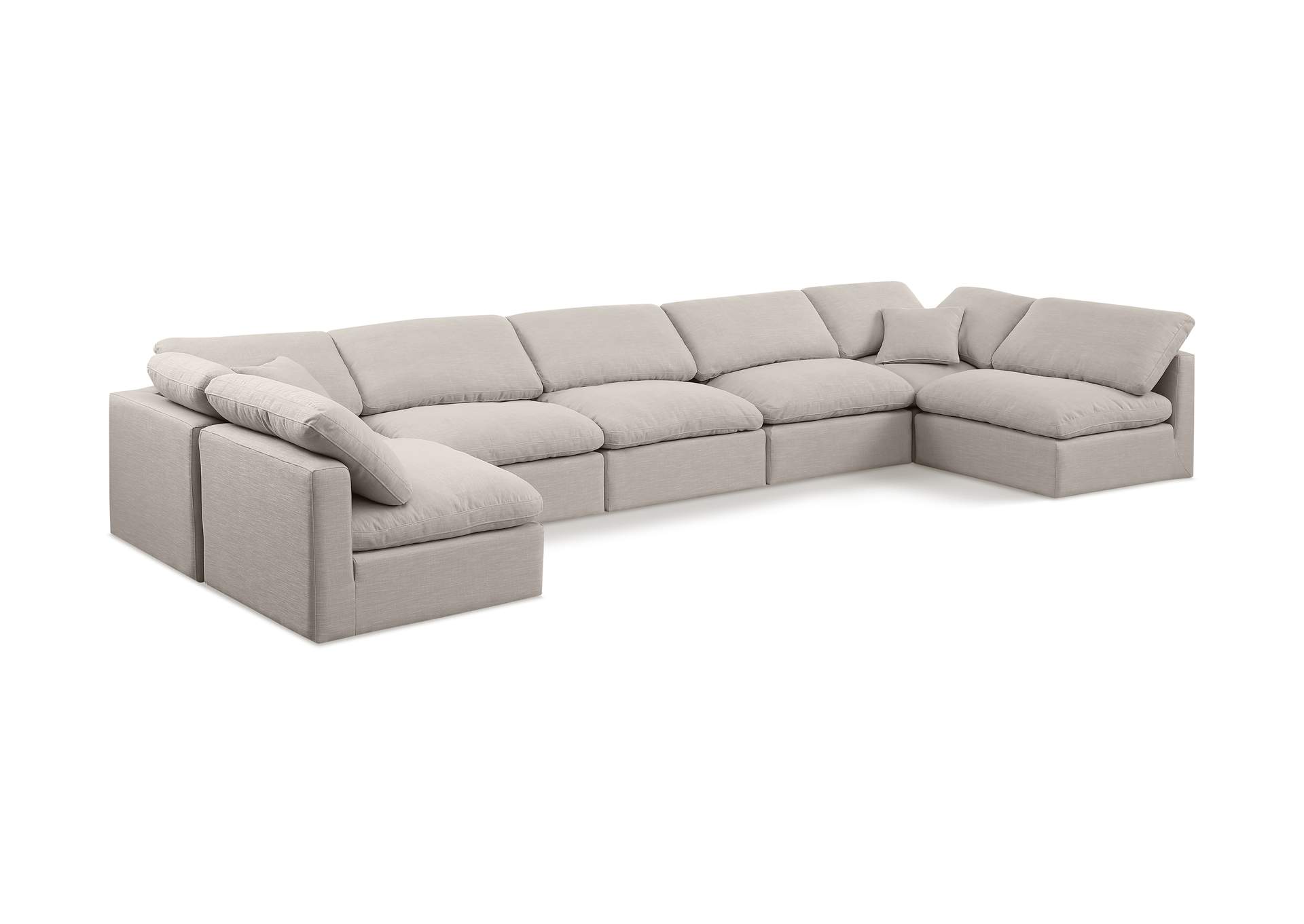 Indulge Beige Linen Textured Fabric Modular Sectional,Meridian Furniture