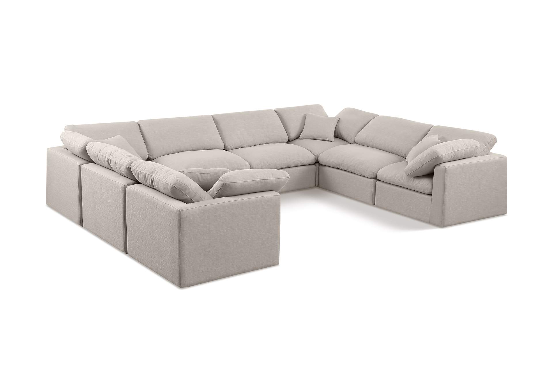 Indulge Beige Linen Textured Fabric Modular Sectional,Meridian Furniture