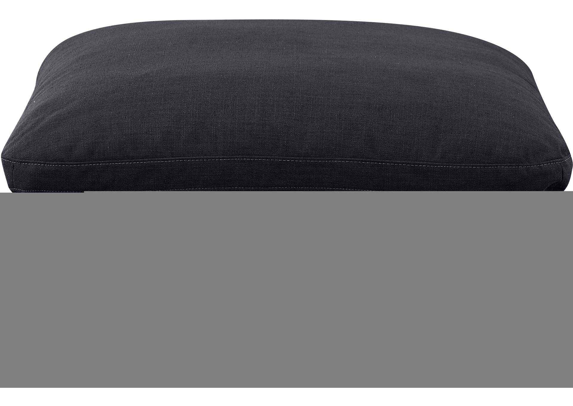 Indulge Black Linen Textured Fabric Ottoman,Meridian Furniture