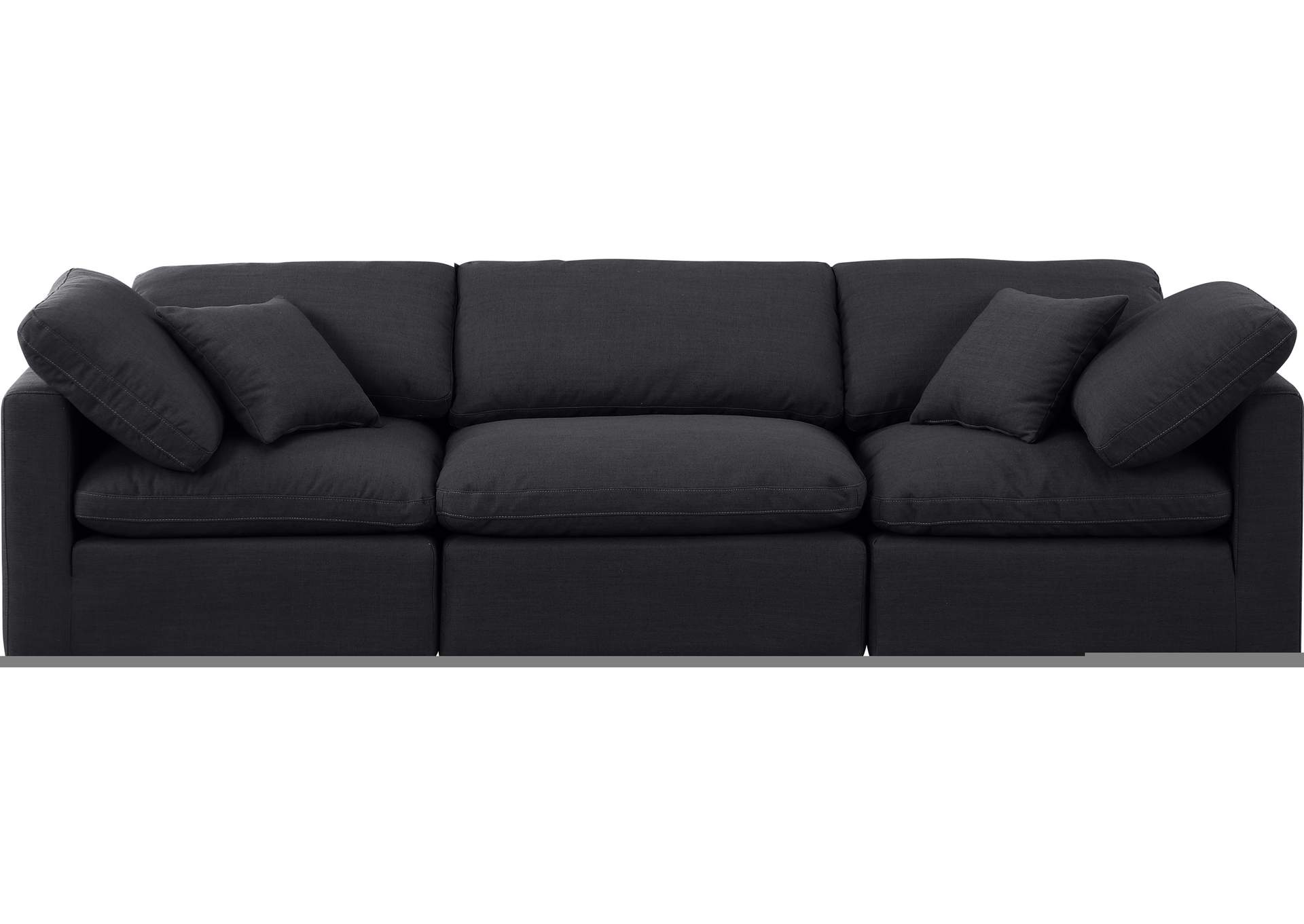 Indulge Black Linen Textured Fabric Modular Sofa,Meridian Furniture