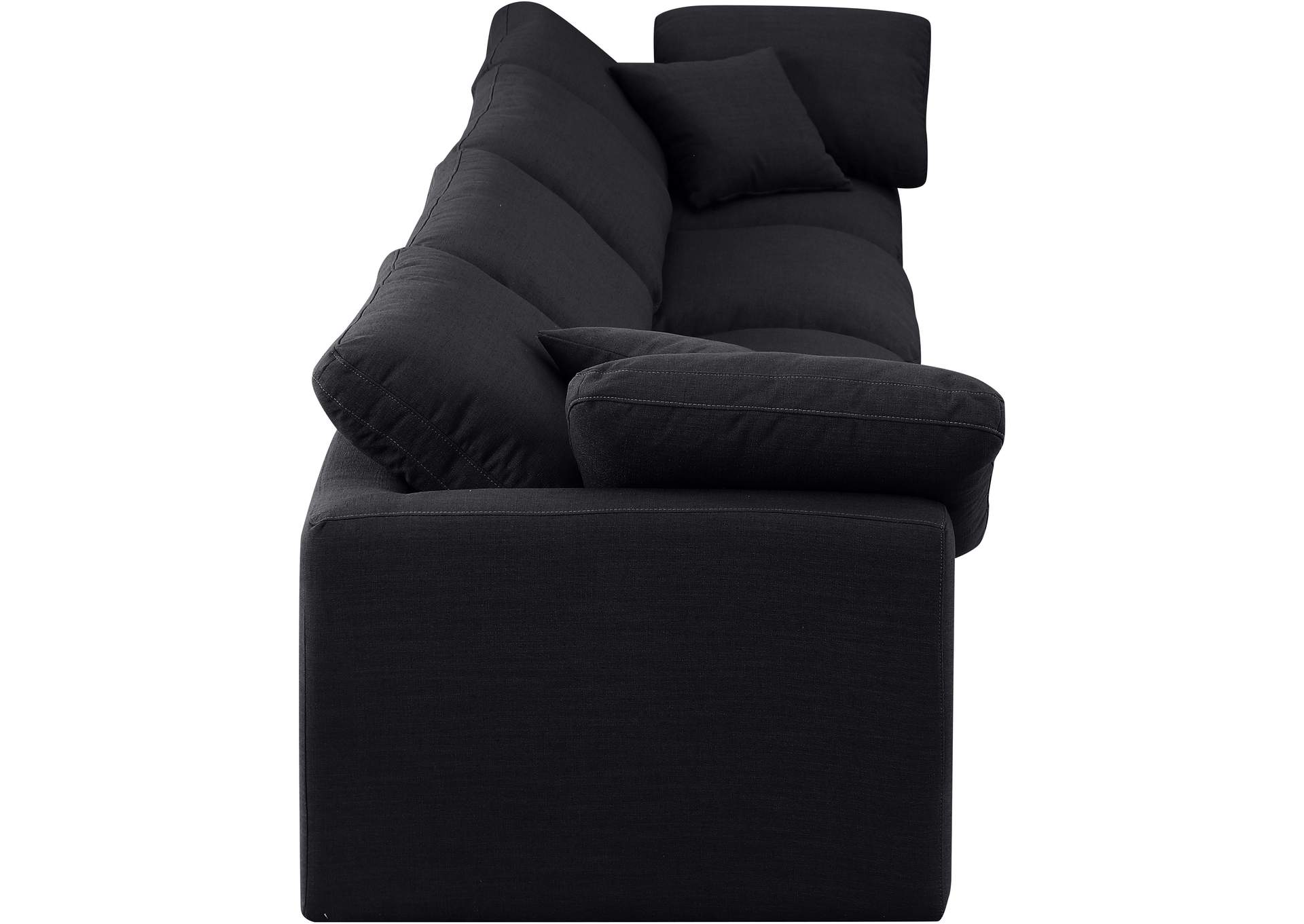 Indulge Black Linen Textured Fabric Modular Sofa,Meridian Furniture