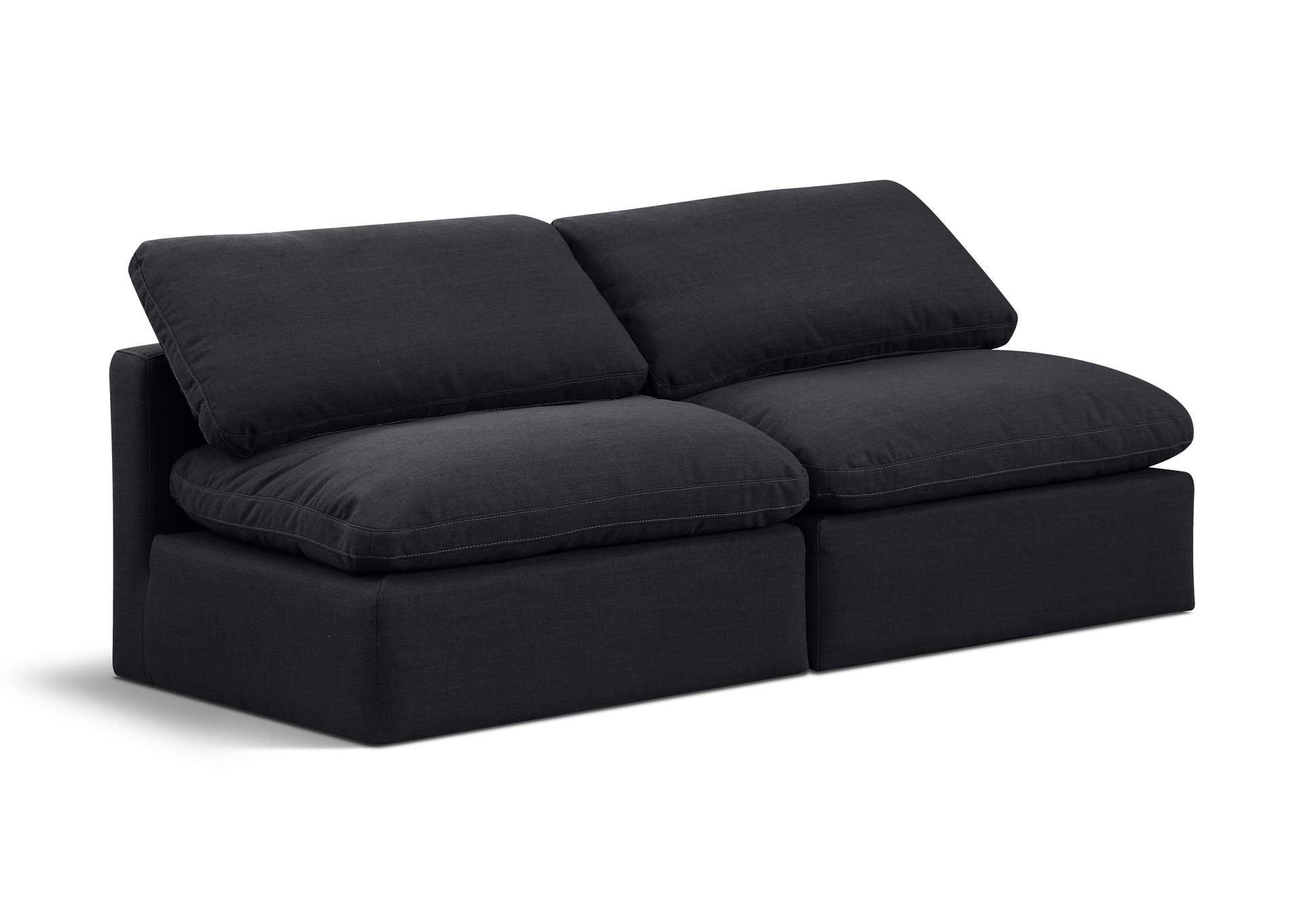 Indulge Black Linen Textured Fabric Modular Sofa,Meridian Furniture