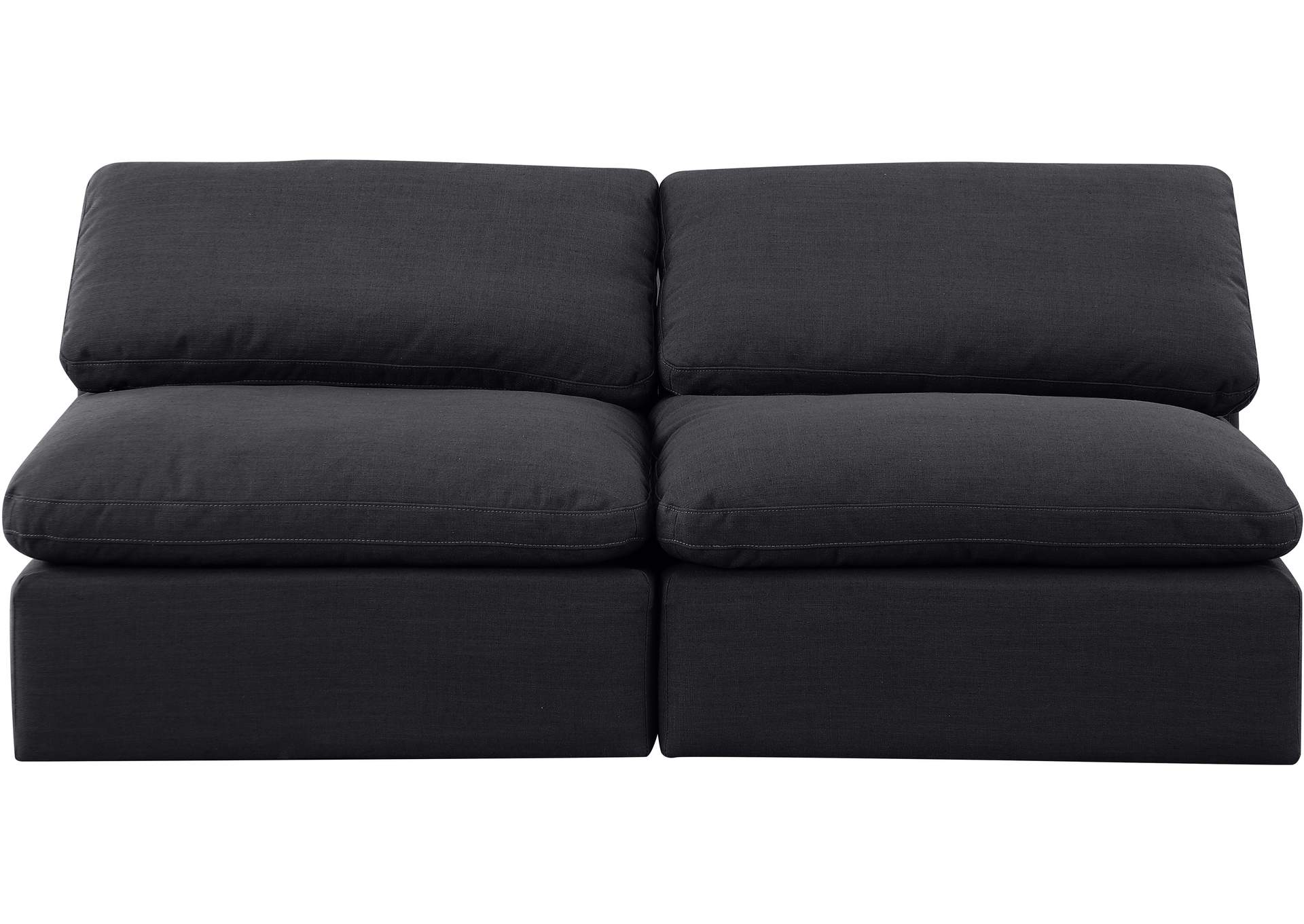 Indulge Black Linen Textured Fabric Modular Sofa,Meridian Furniture