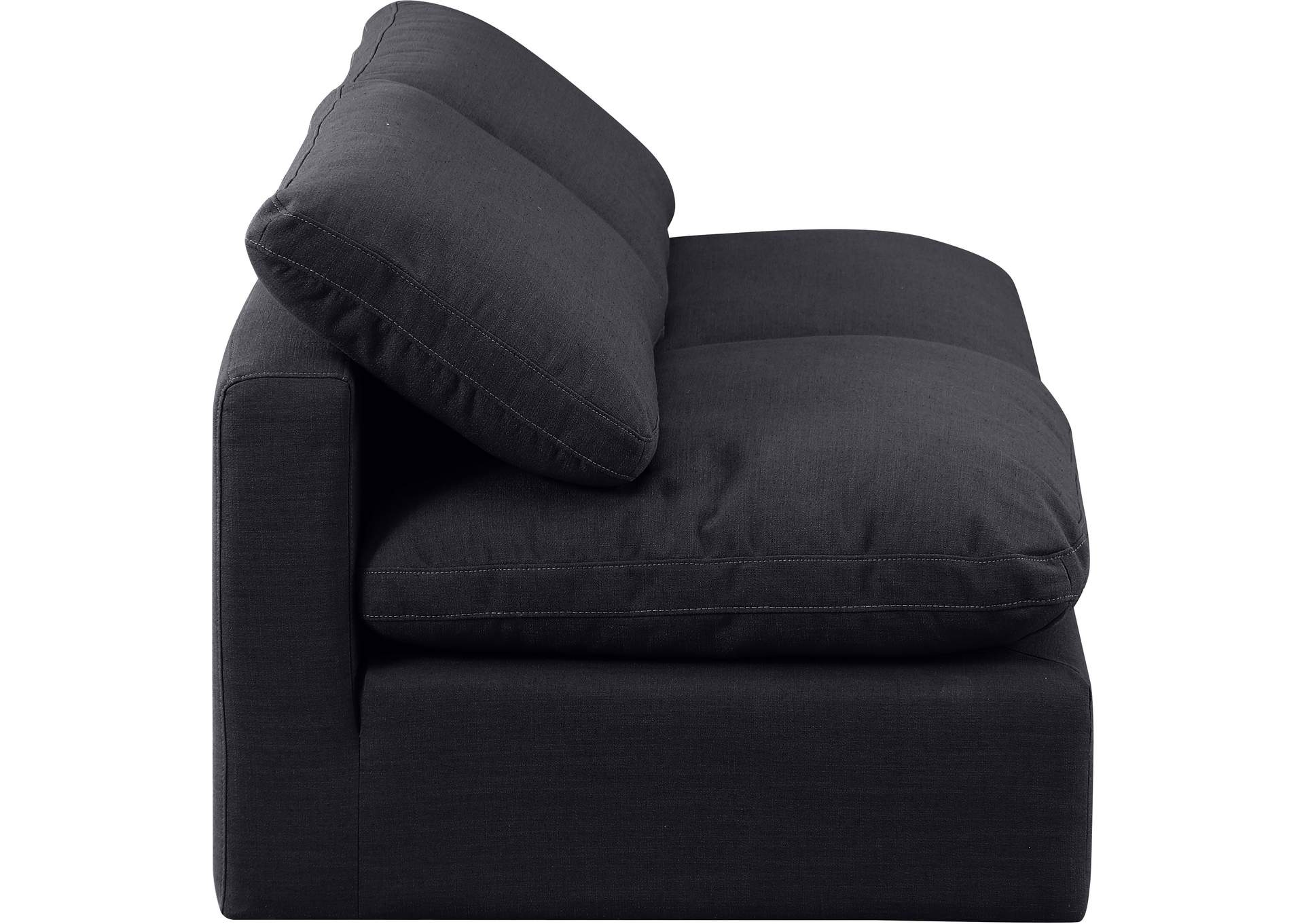Indulge Black Linen Textured Fabric Modular Sofa,Meridian Furniture
