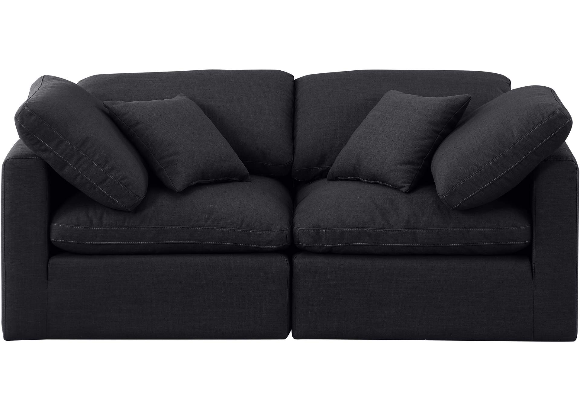 Indulge Black Linen Textured Fabric Modular Sofa,Meridian Furniture