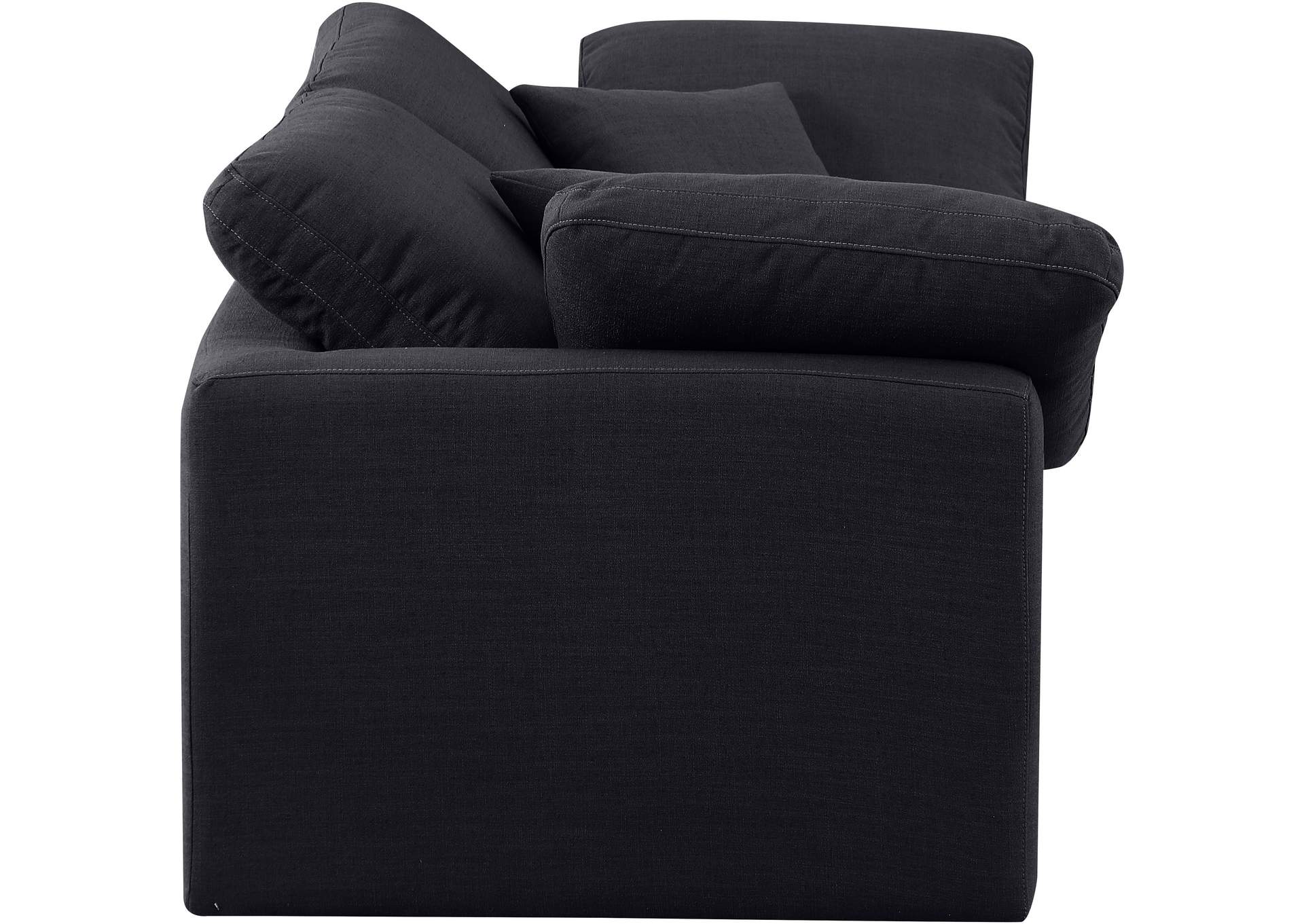 Indulge Black Linen Textured Fabric Modular Sofa,Meridian Furniture