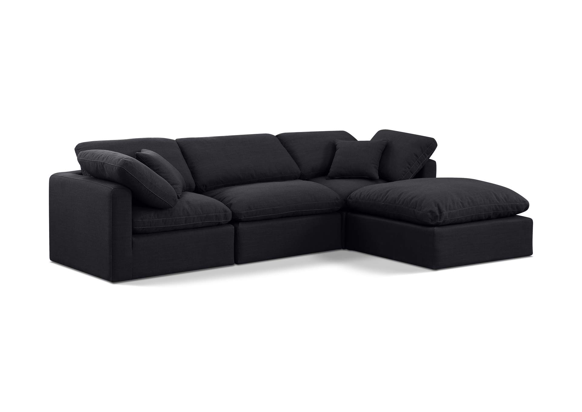 Indulge Black Linen Textured Fabric Modular Sectional,Meridian Furniture