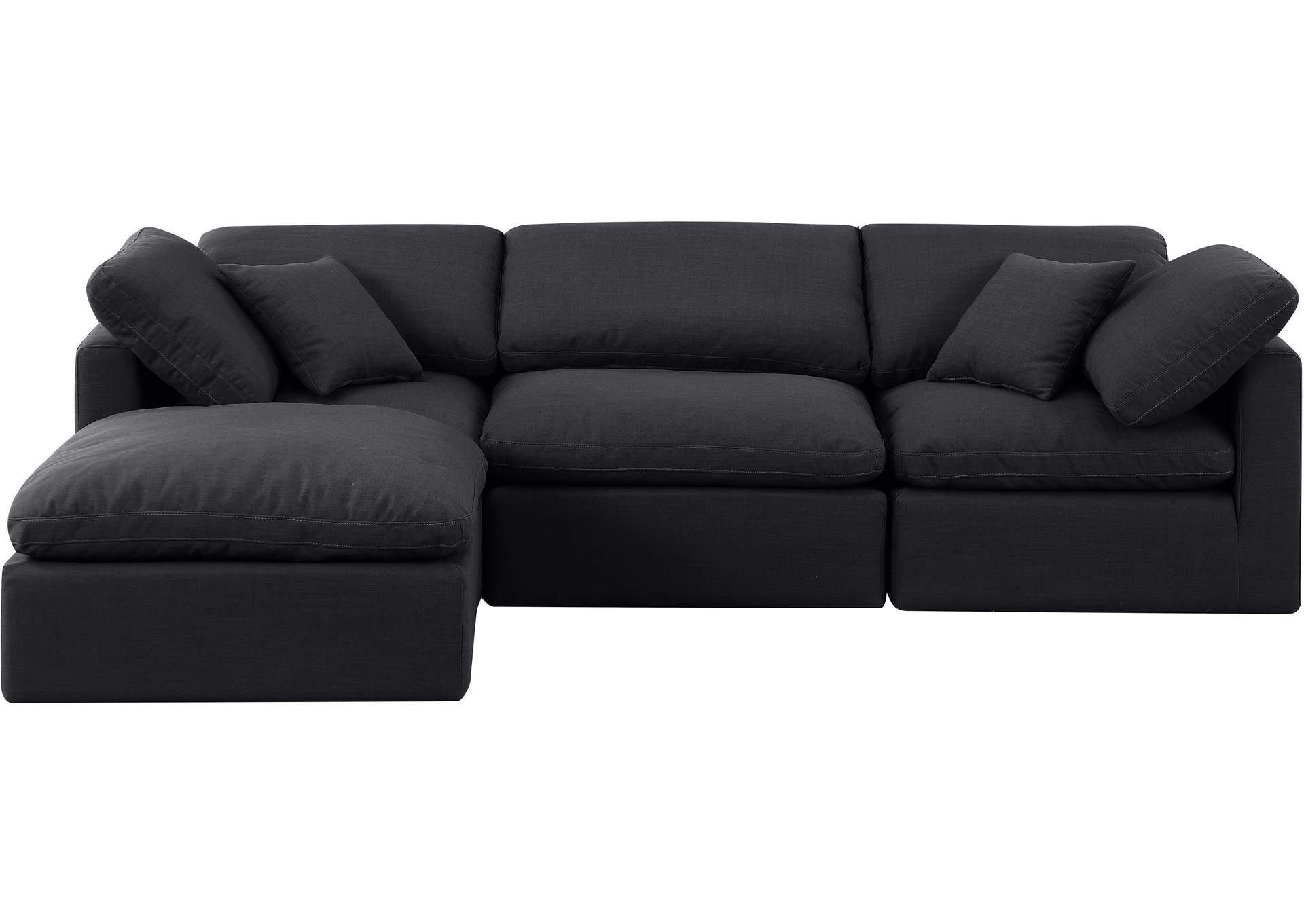 Indulge Black Linen Textured Fabric Modular Sectional,Meridian Furniture